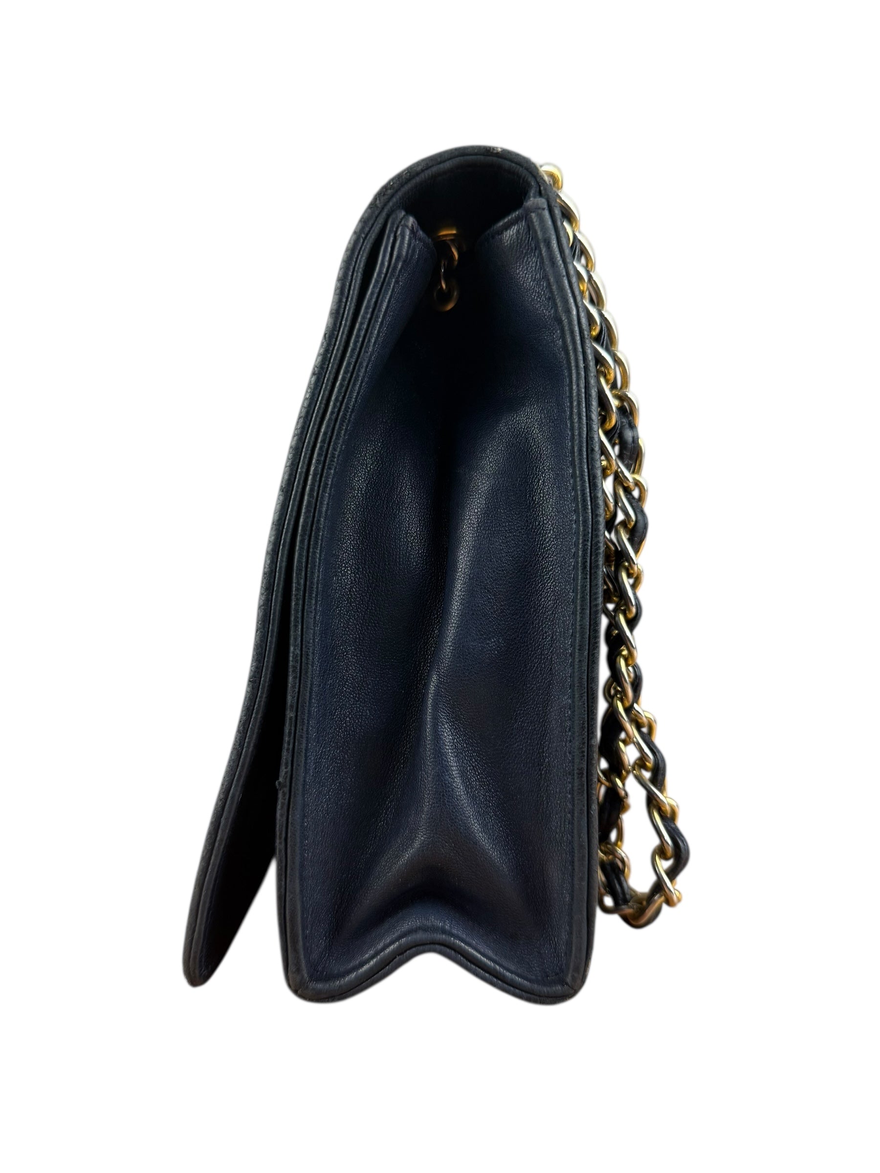 Chanel Black Diamond Stitch Flap CC Bag 1988