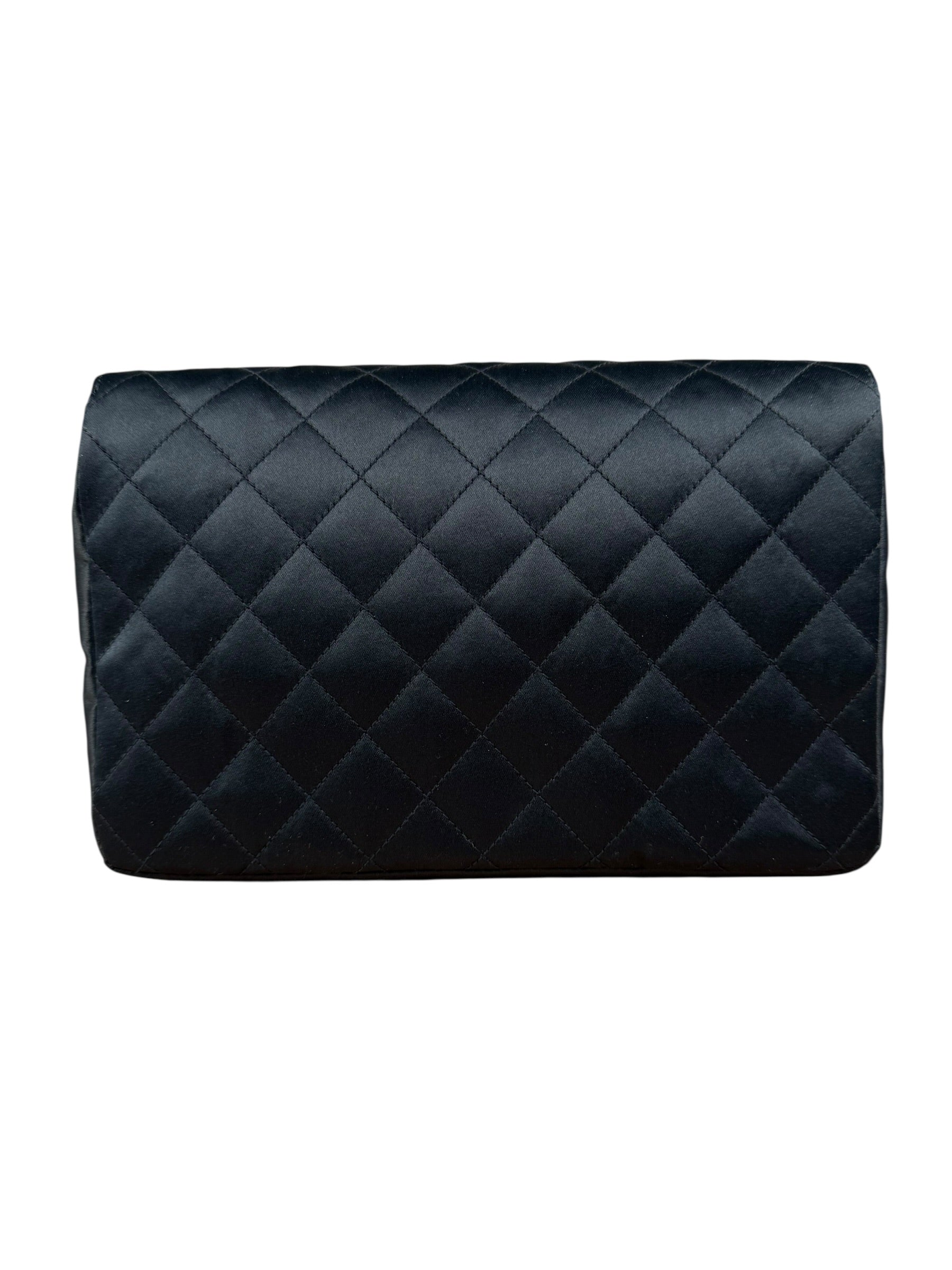 Chanel Black Quilted Satin Gripoix 1986