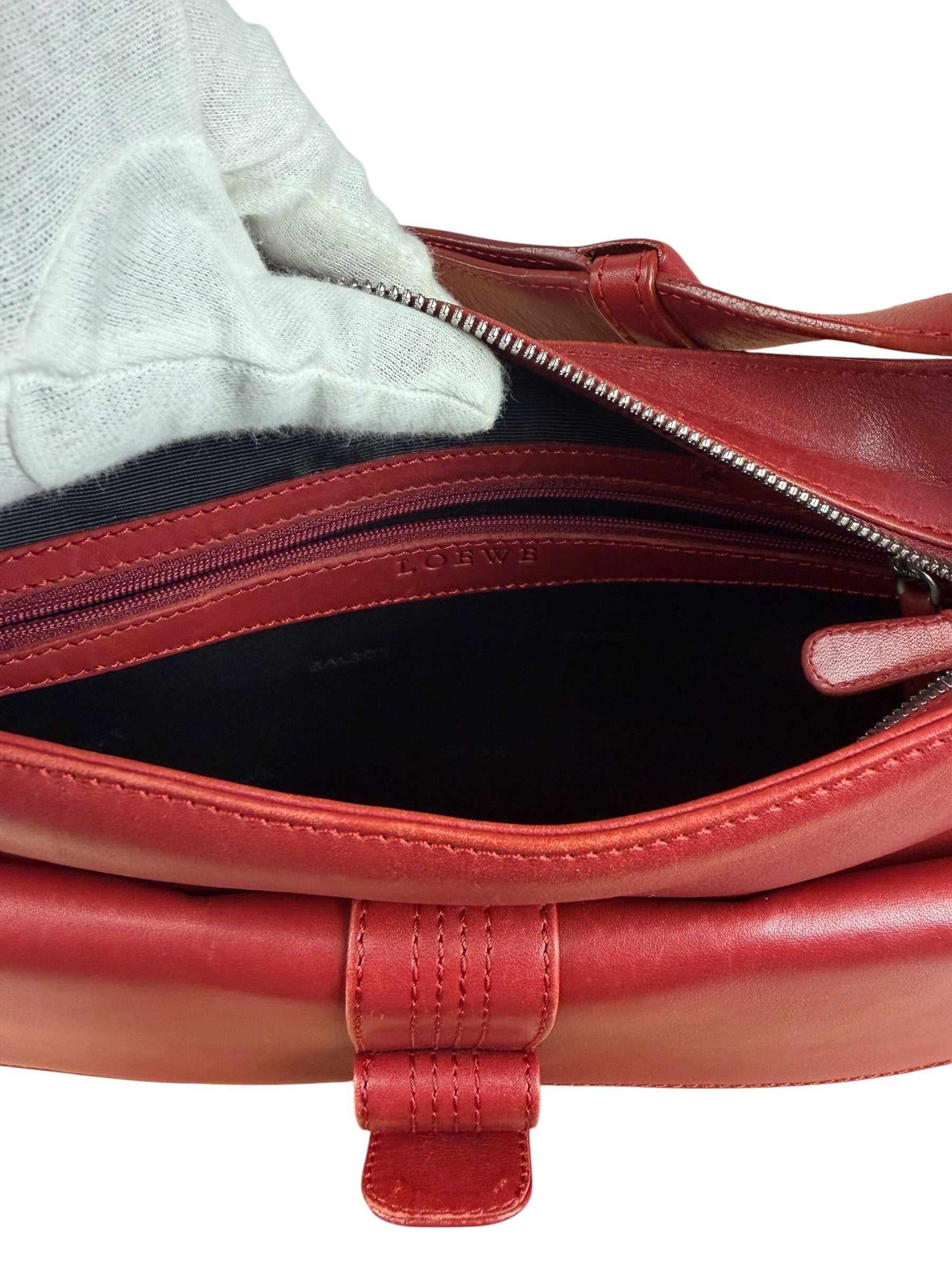 Loewe Vintage Red Leather Shoulder Bag