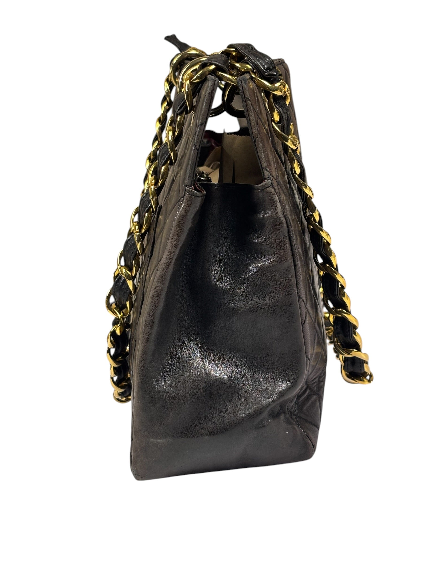 Chanel Black Quilted Lambskin CC Timeless Shopping Tote Late 90s