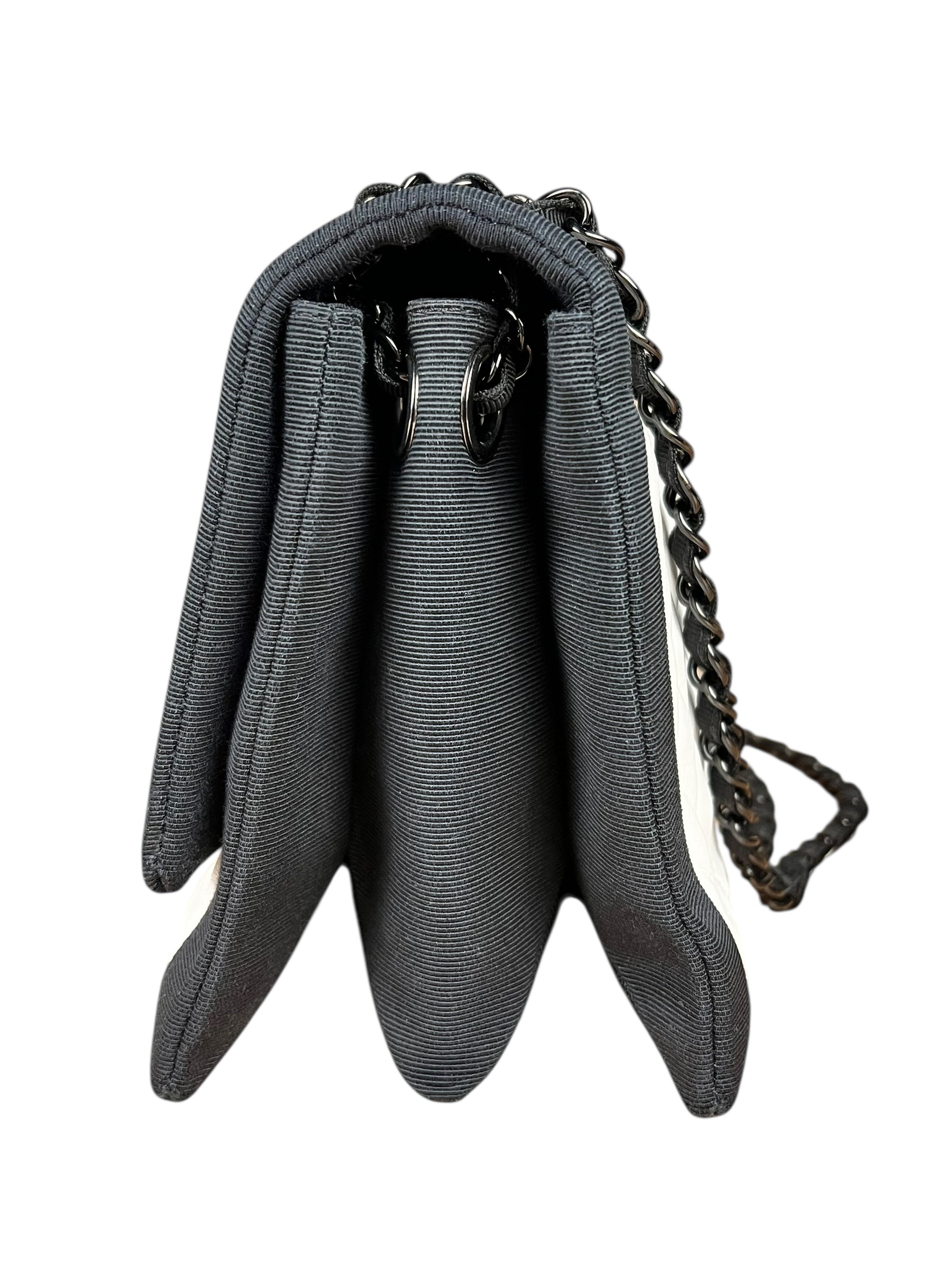 Chanel Quilted Two Tone Leather Flap Bag White