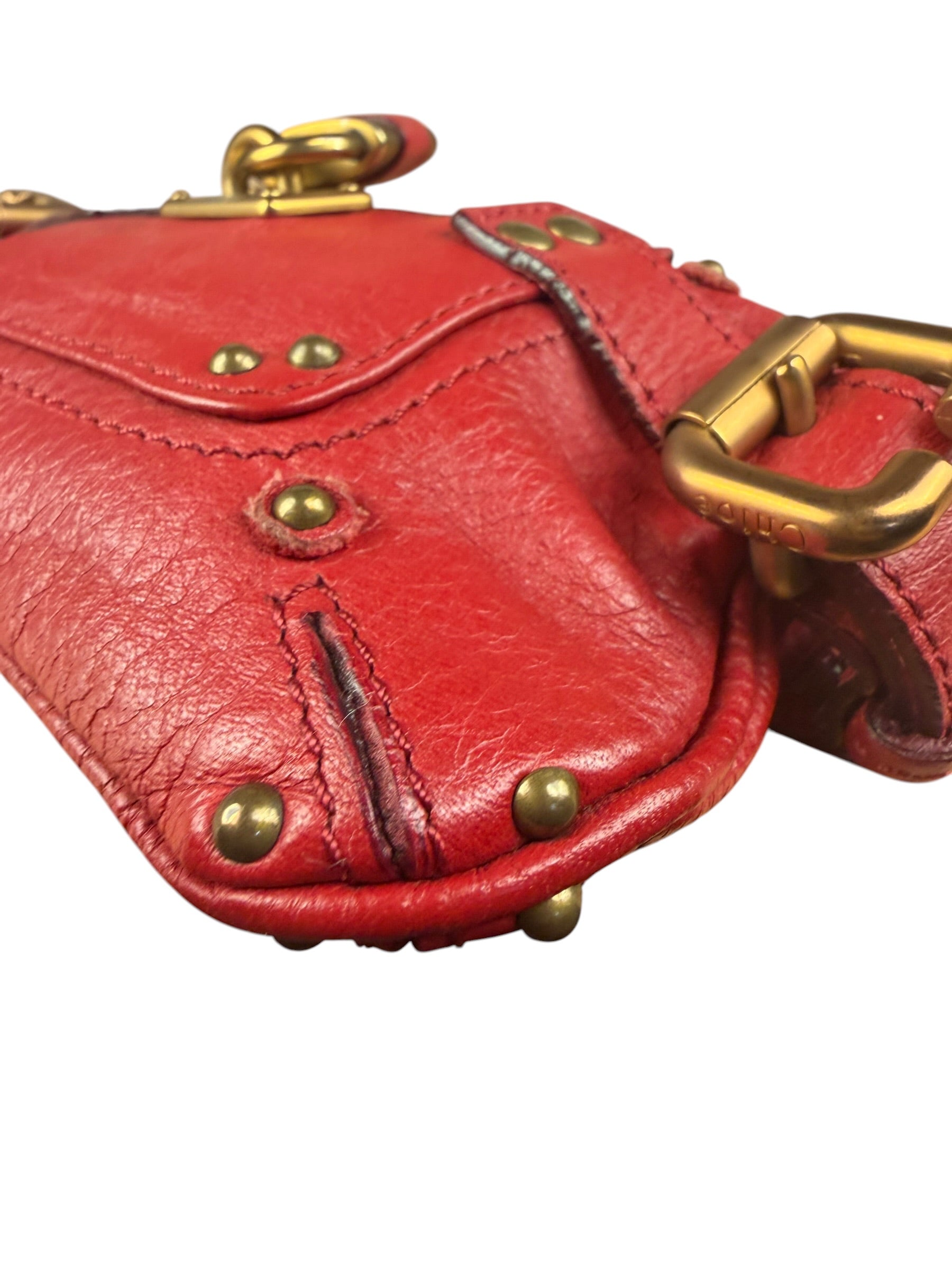 Chloe Red Leather Mini Paddington Pochette
