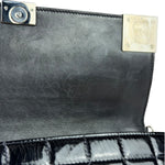 Chanel Black Patent Leather Chocolate Bar Flap Bag 2000