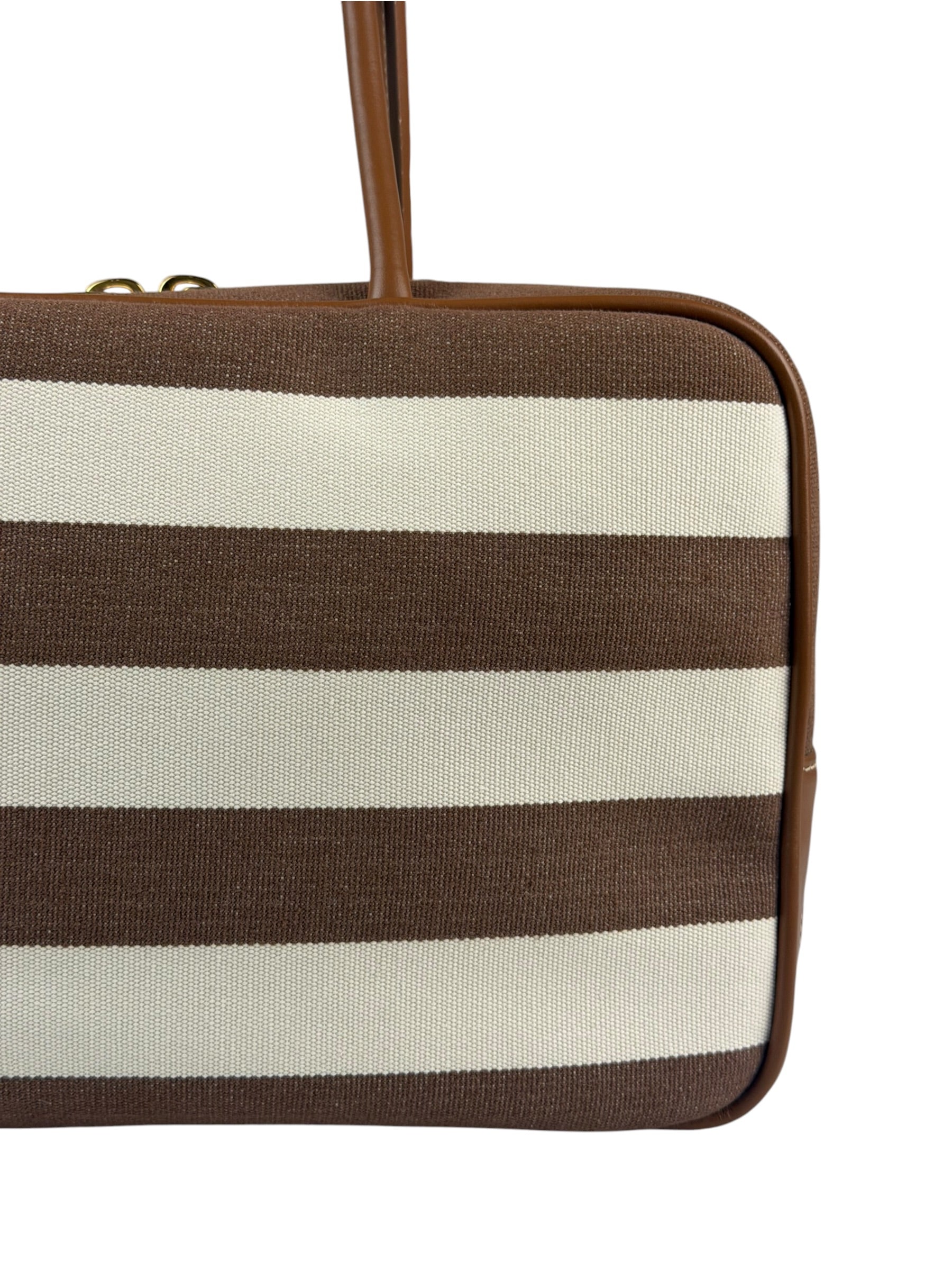 Miu Miu Canvas Stripped Beau Top Handle Bag
