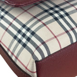 Burberry Burgundy Leather Trim House Check Shoulder Bag
