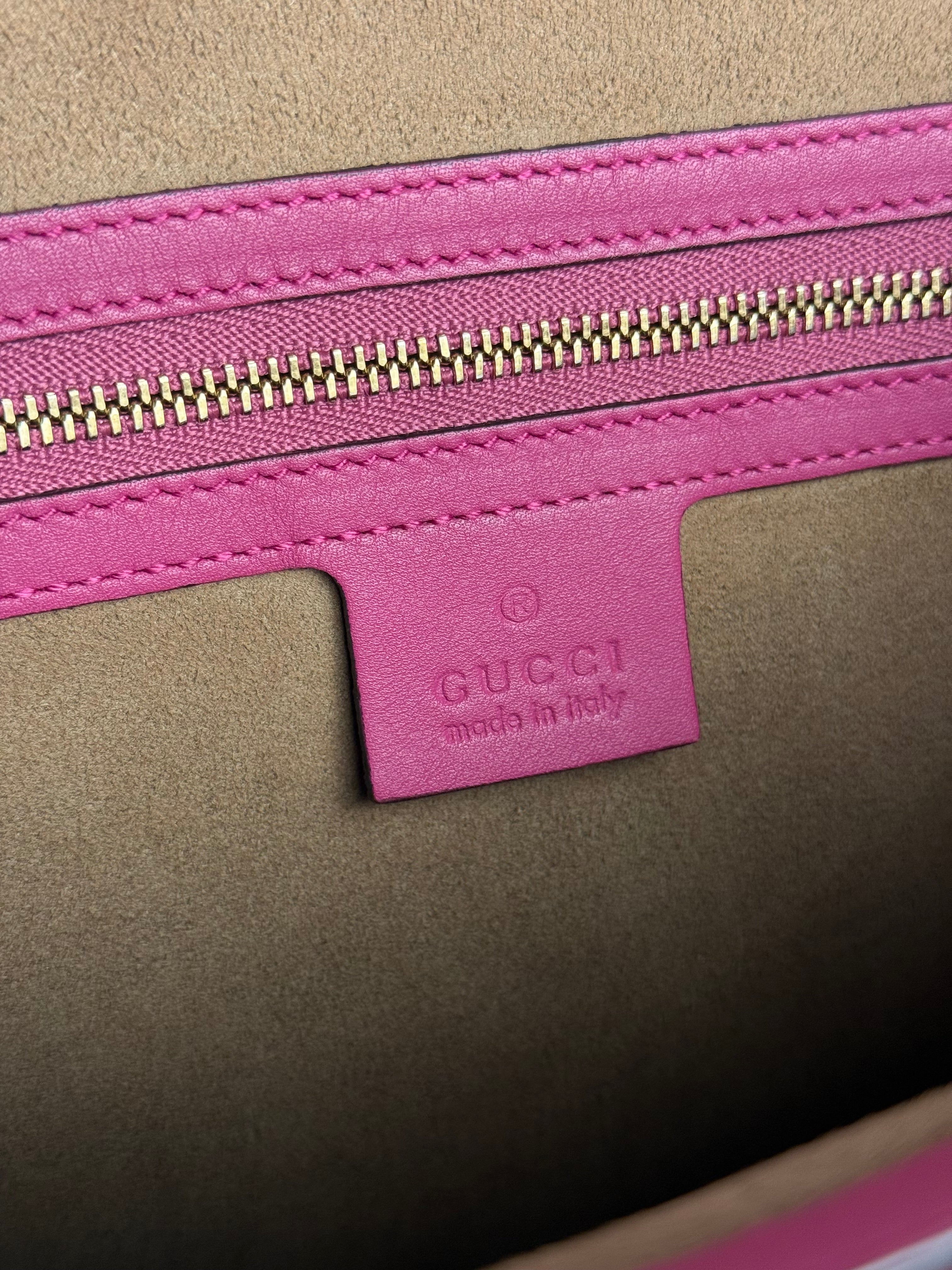 Gucci Pink/Red Leather Open Top Handbag