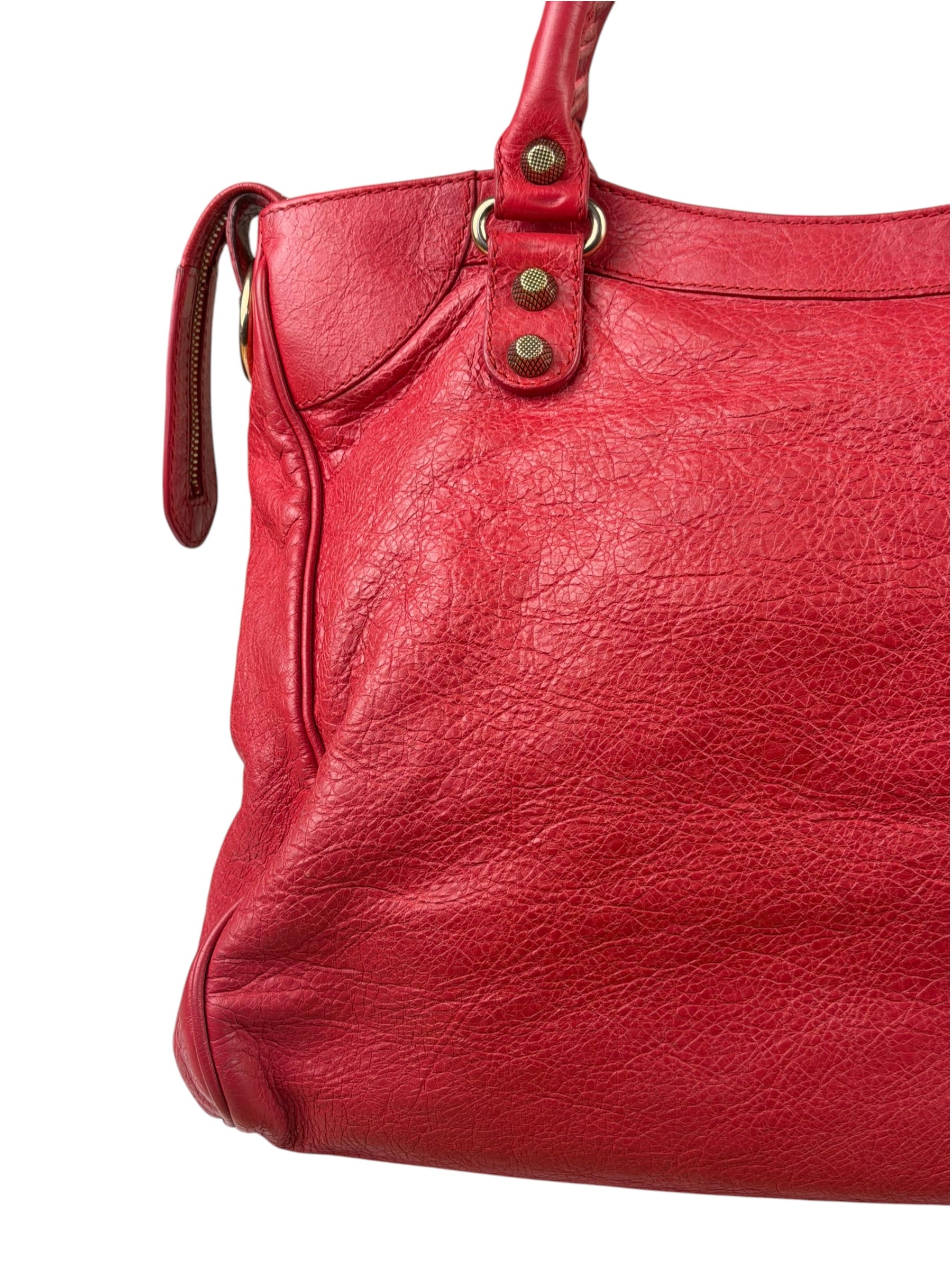 Balenciaga Red Calfskin Rouge Le City Bag