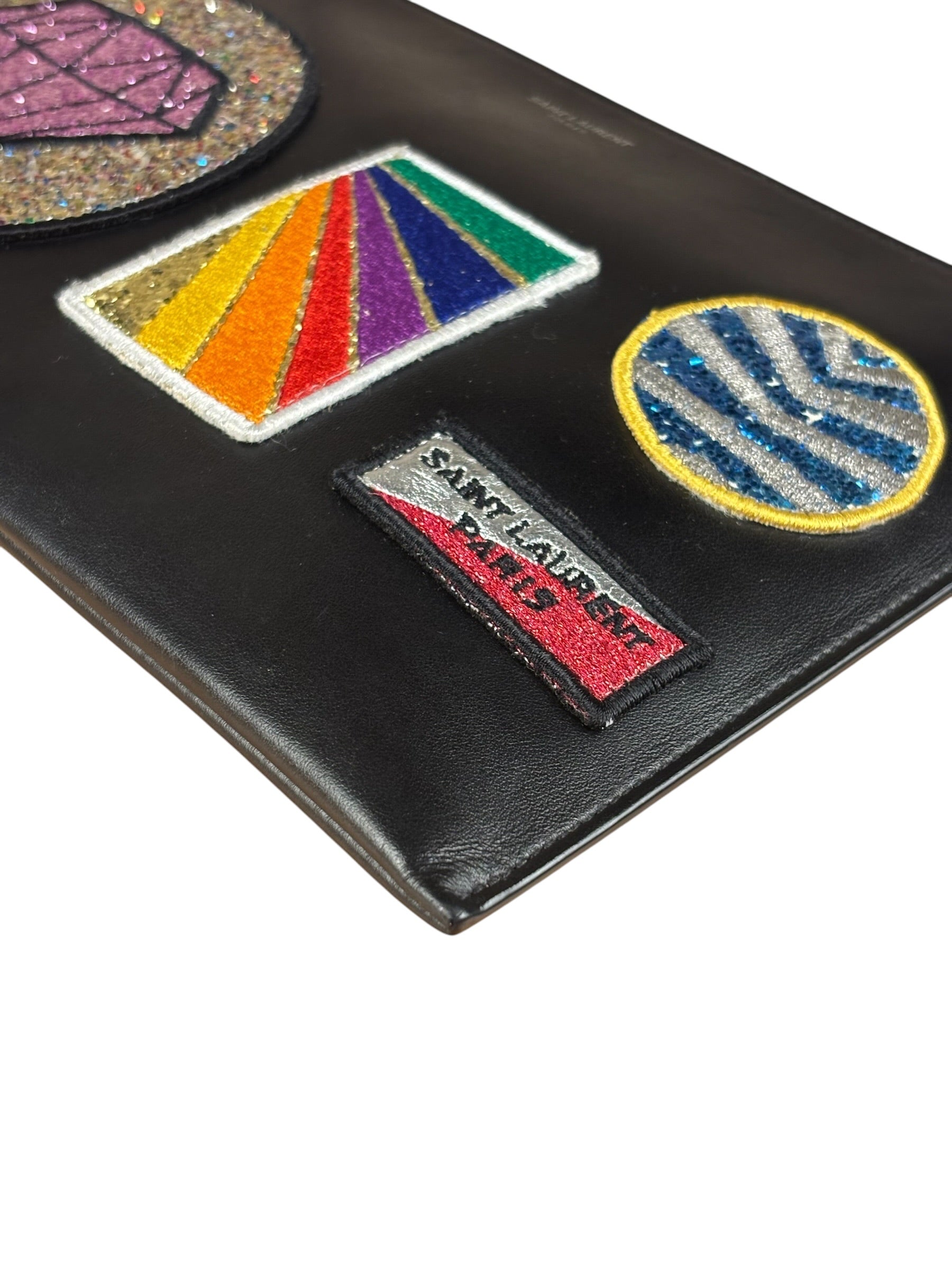 Saint Laurent Black Leather Patchwork Pouch