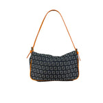 Fendi Orange Leather Trim Zucca Pochette