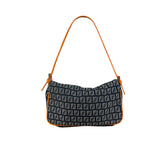 Fendi Orange Leather Trim Zucca Pochette