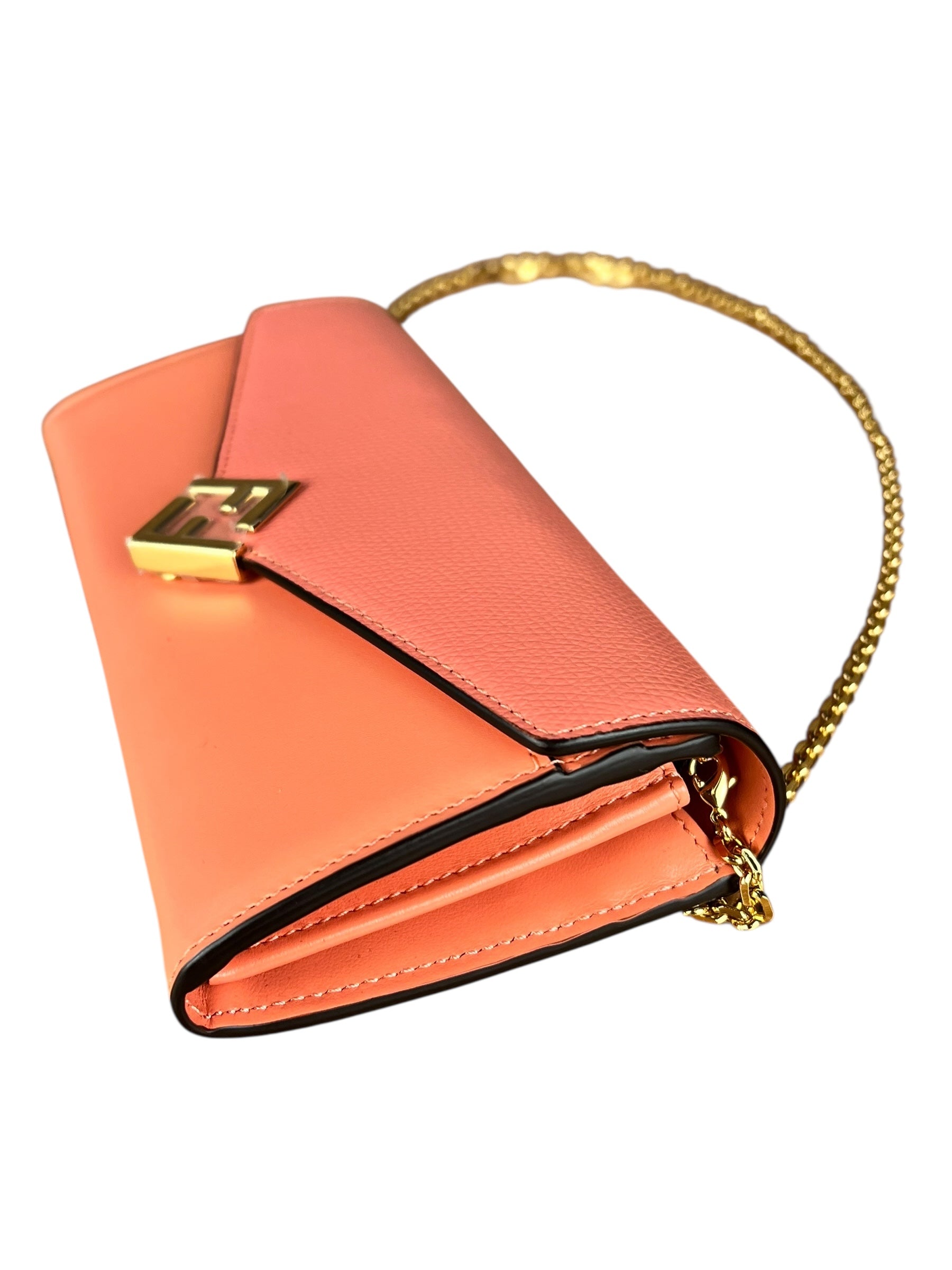 Fendi FF Diamonds Continental Peach Wallet on Chain