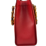 Gucci Red Leather Diana Bamboo Handle Tote