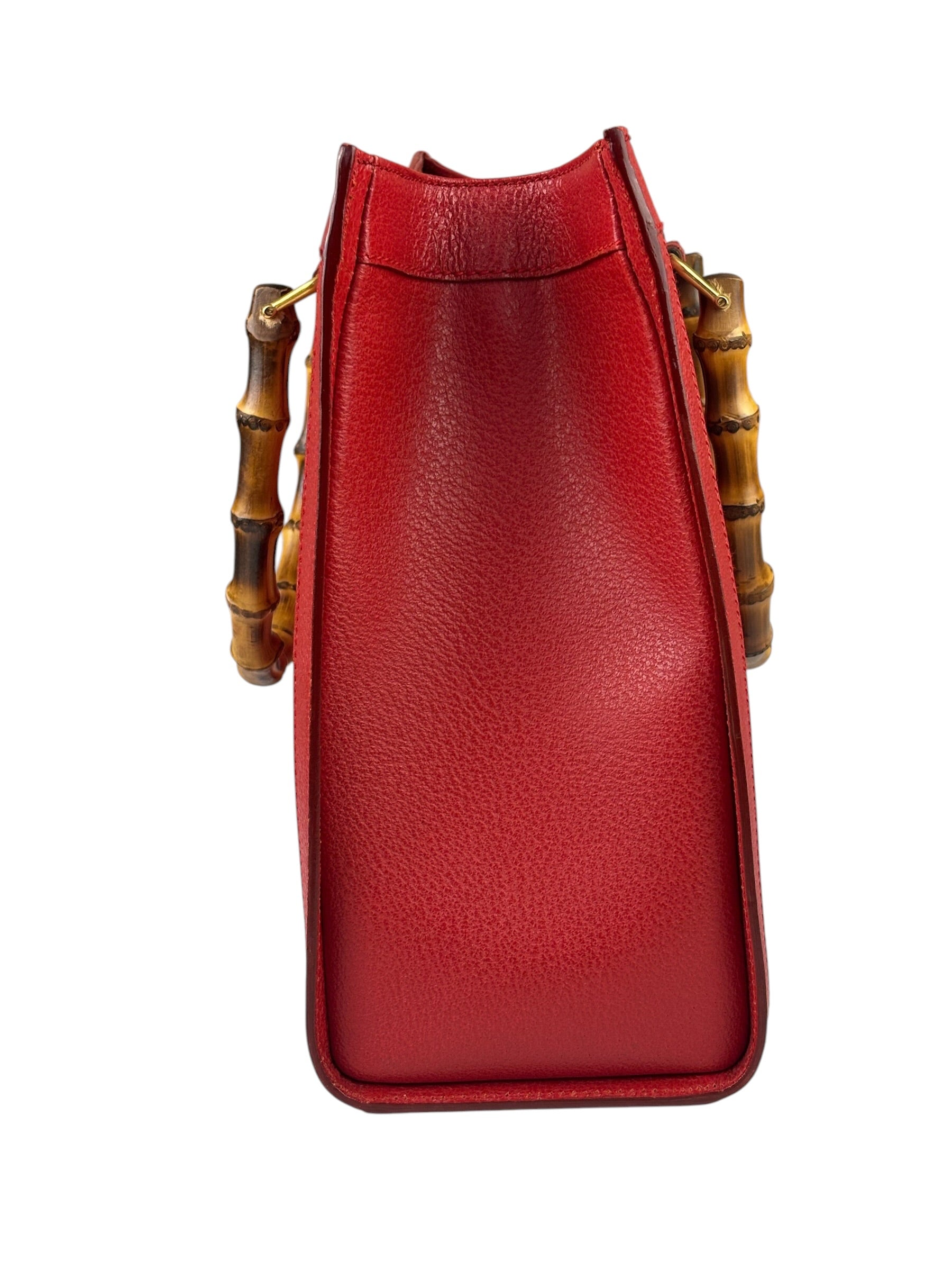 Gucci Red Leather Diana Bamboo Handle Tote