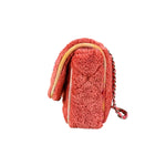 Chanel Coral Terry Cloth Quilted Jumbo Single Flap Shoulder Bag2020