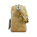 Chanel CC Patent Quilted Yellow Camera Bag 1991