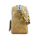 Chanel CC Patent Quilted Yellow Camera Bag 1991