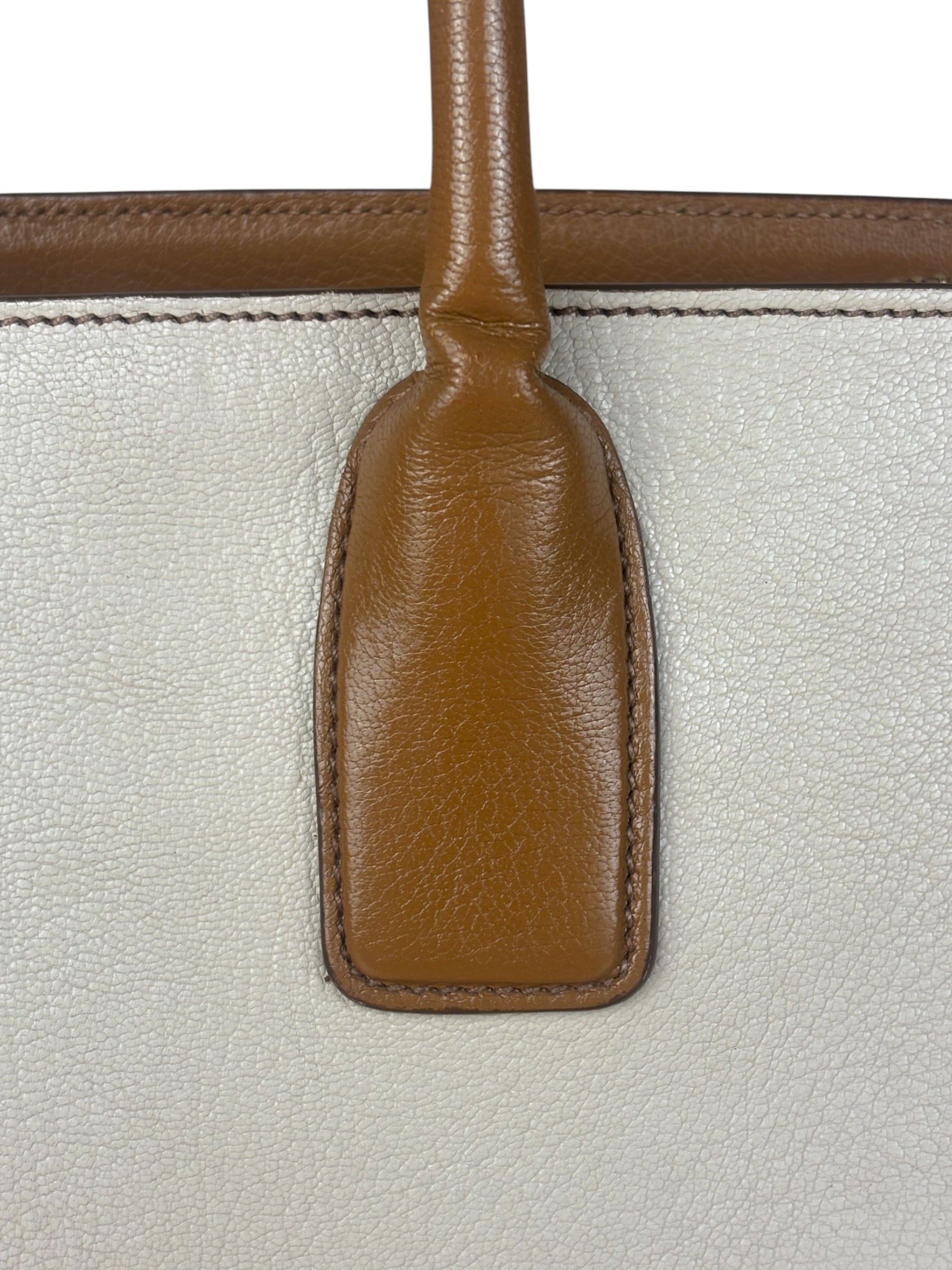Miu Miu Beige/Brown Bicolor Leather Madras Handbag