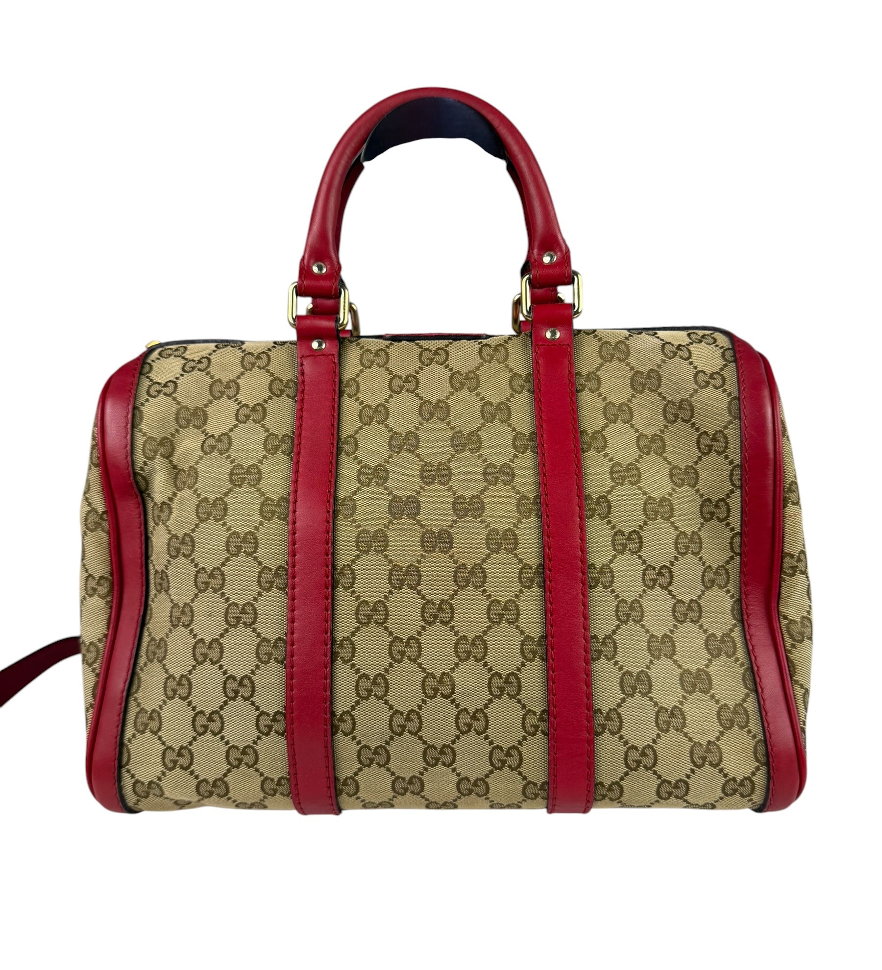 Gucci Beige/Red Leather GG Joy Boston Two-Way Bag