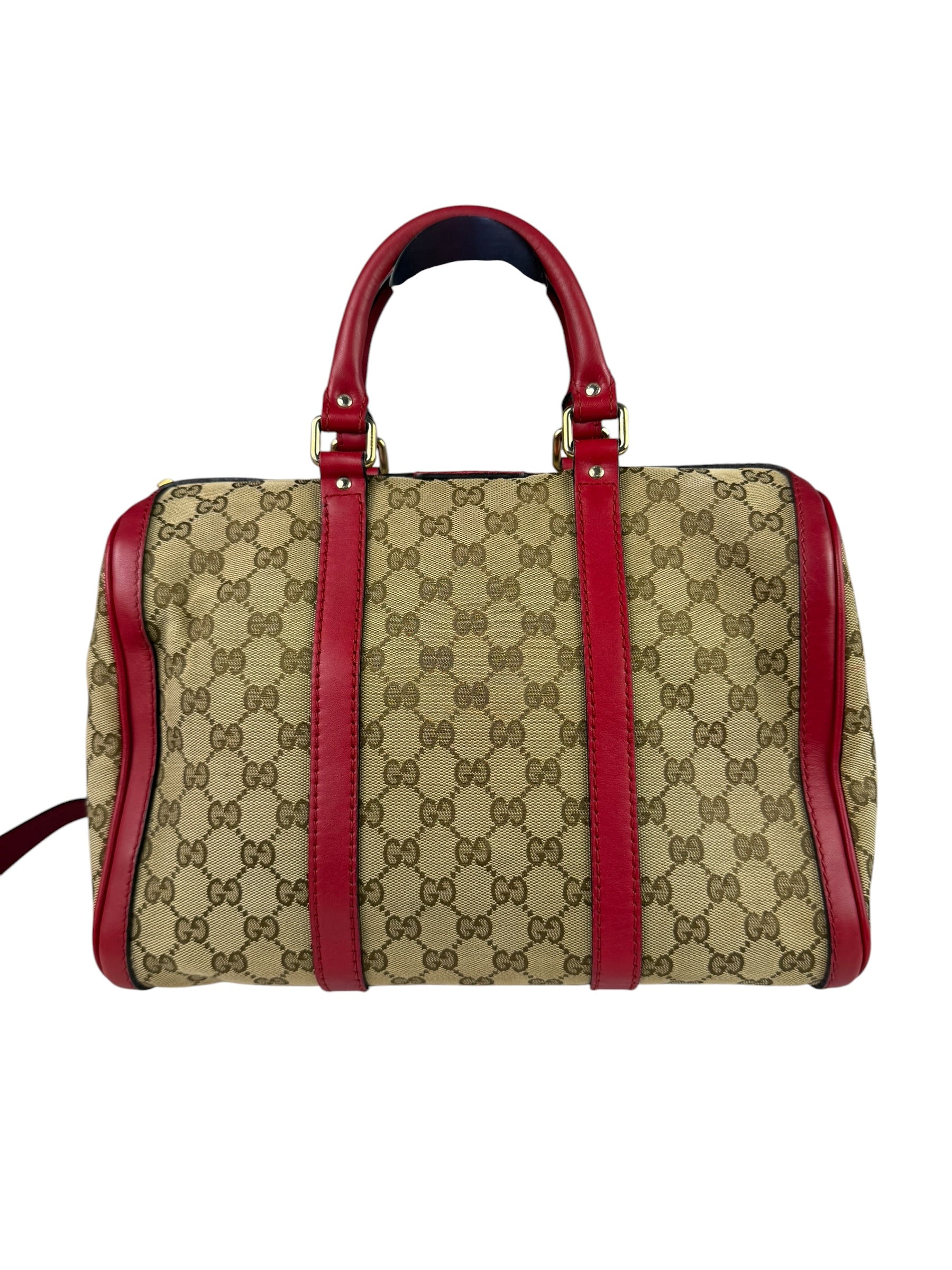 Gucci Beige/Red Leather GG Joy Boston Two-Way Bag