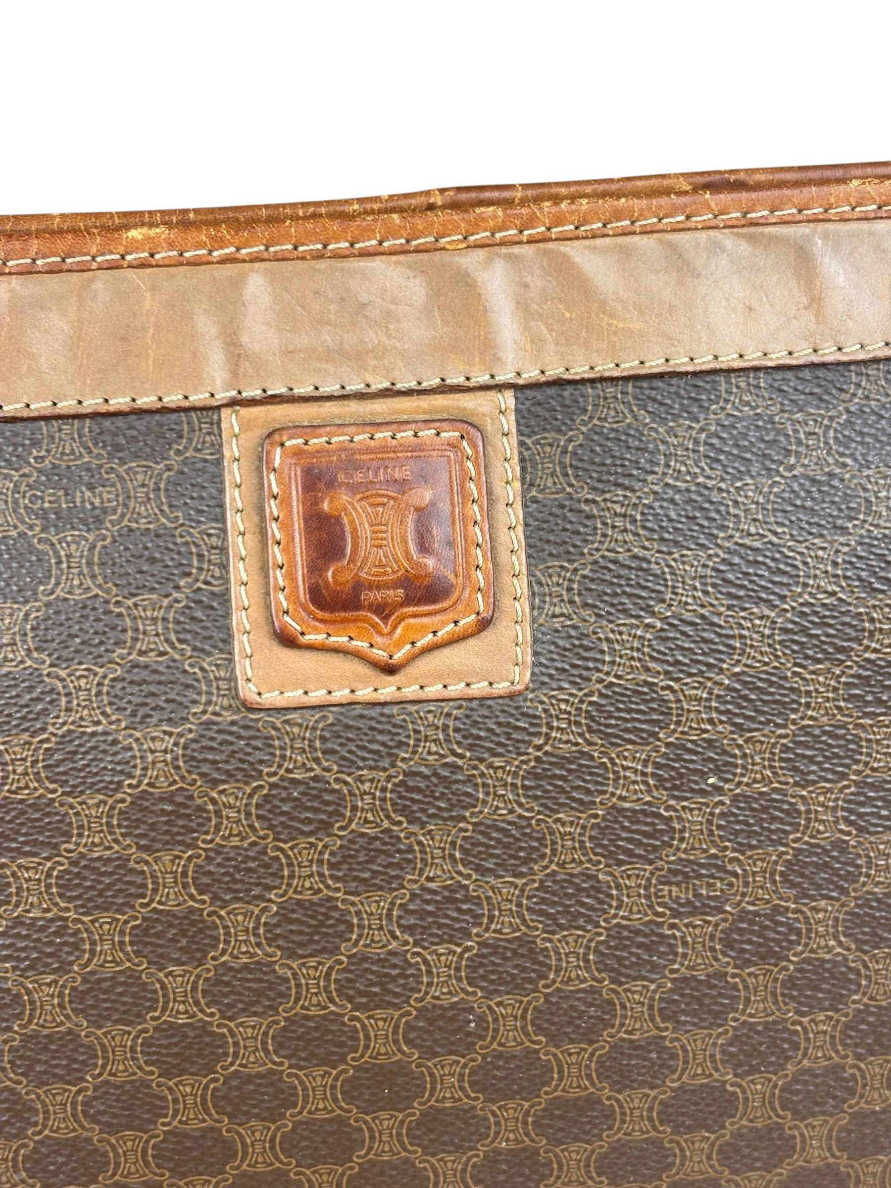 Celine Vintage Brown Leather Macadam Pouch