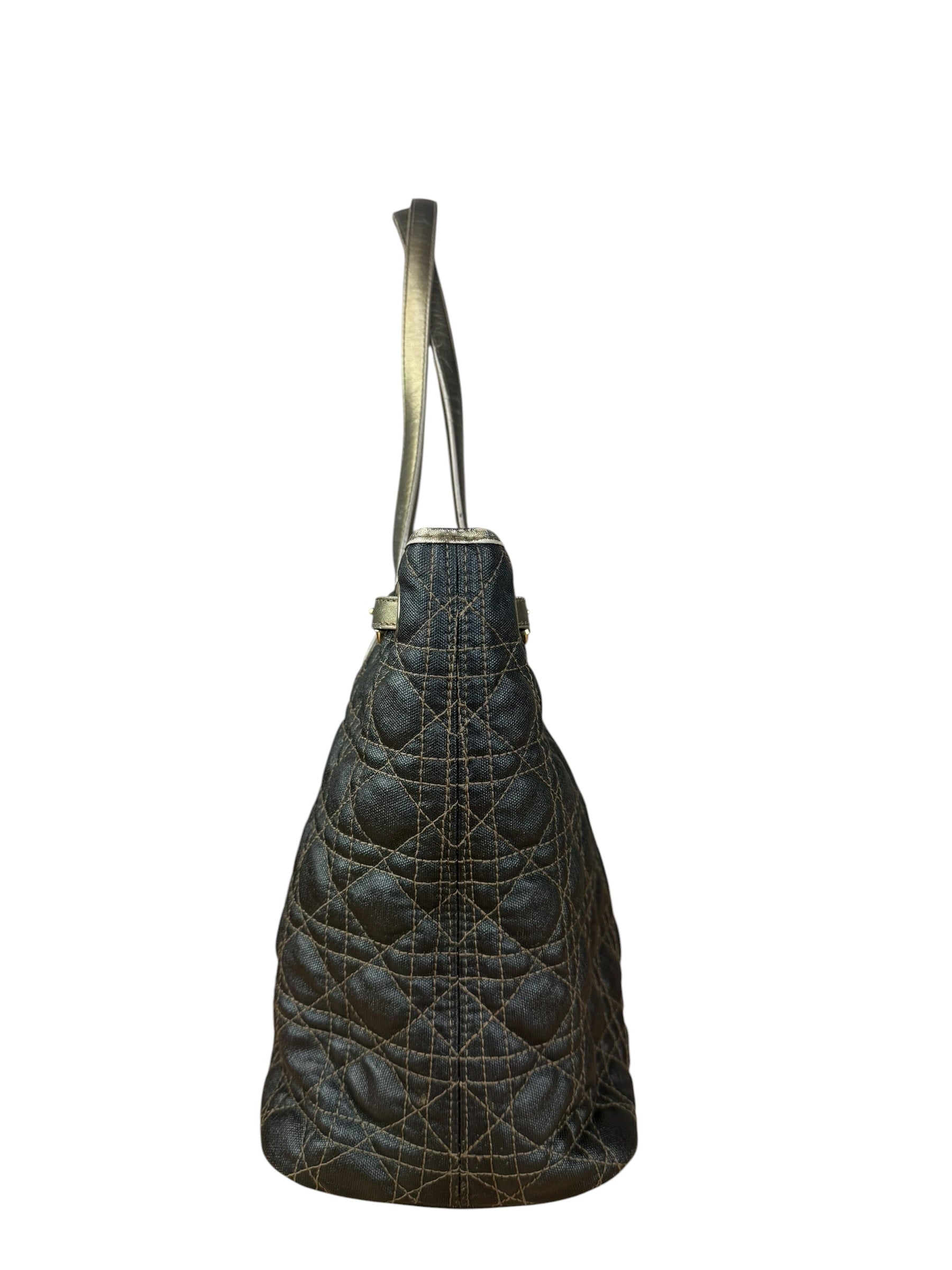 Christian Dior Cannage Quilted Panarea Tote Bag Black