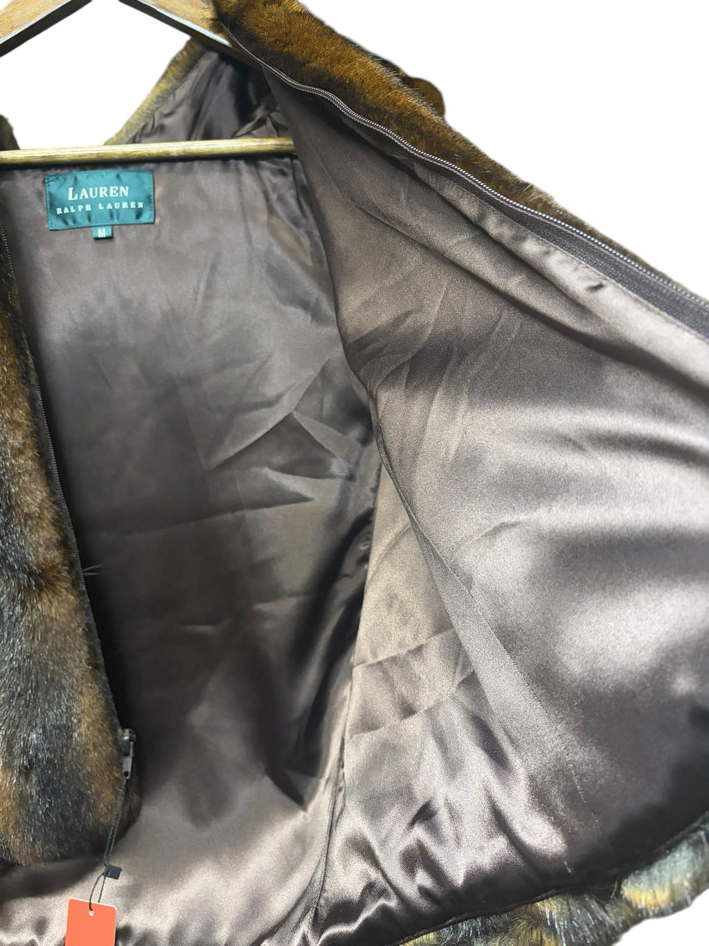 Vintage Ralph Lauren Brown Faux Fur Hooded Vest