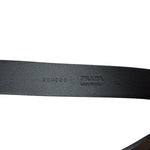 Prada Silver Emblem Leather Belt