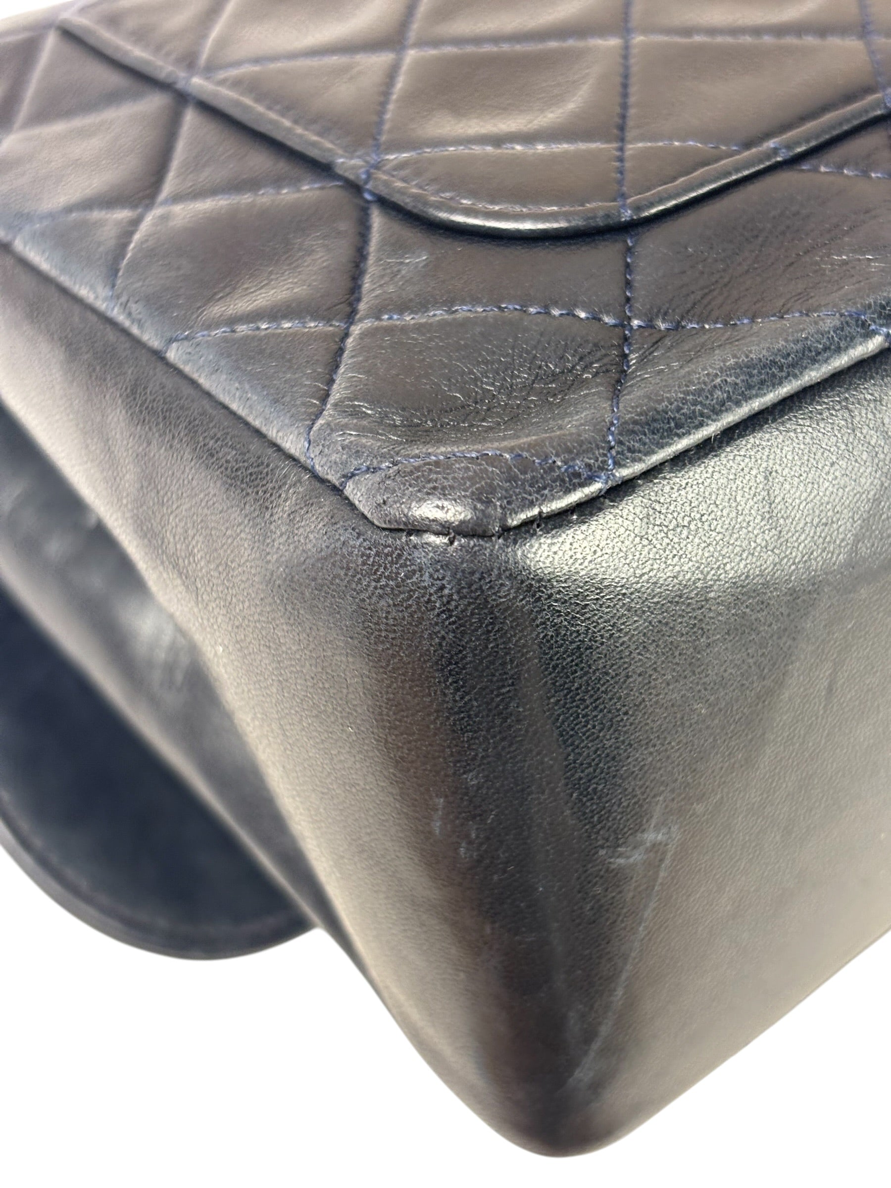 Chanel Vintage Navy Quilted Lambskin Flap Bag 1989
