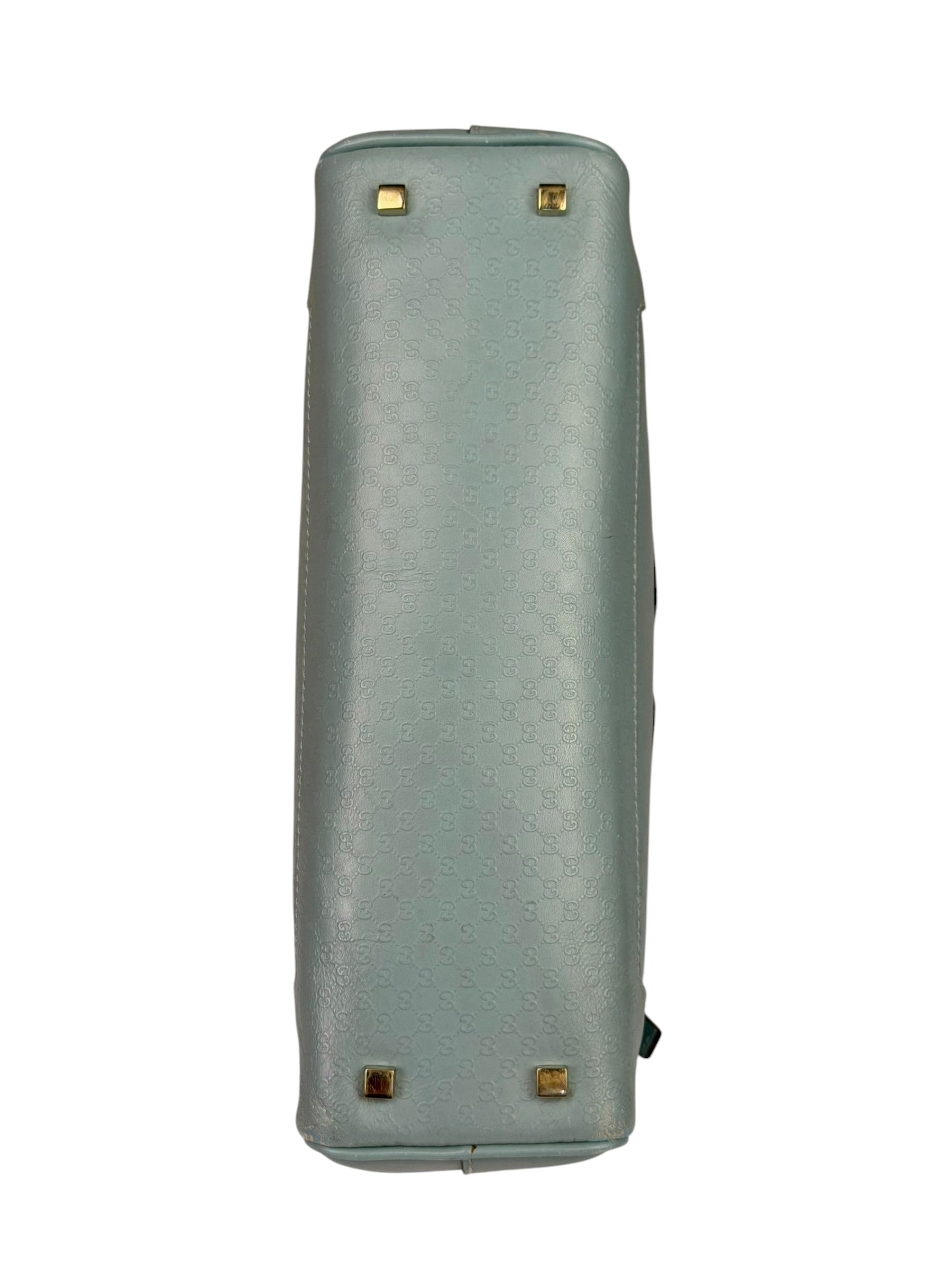 Gucci Blue Leather Micro GG Bowler Bag