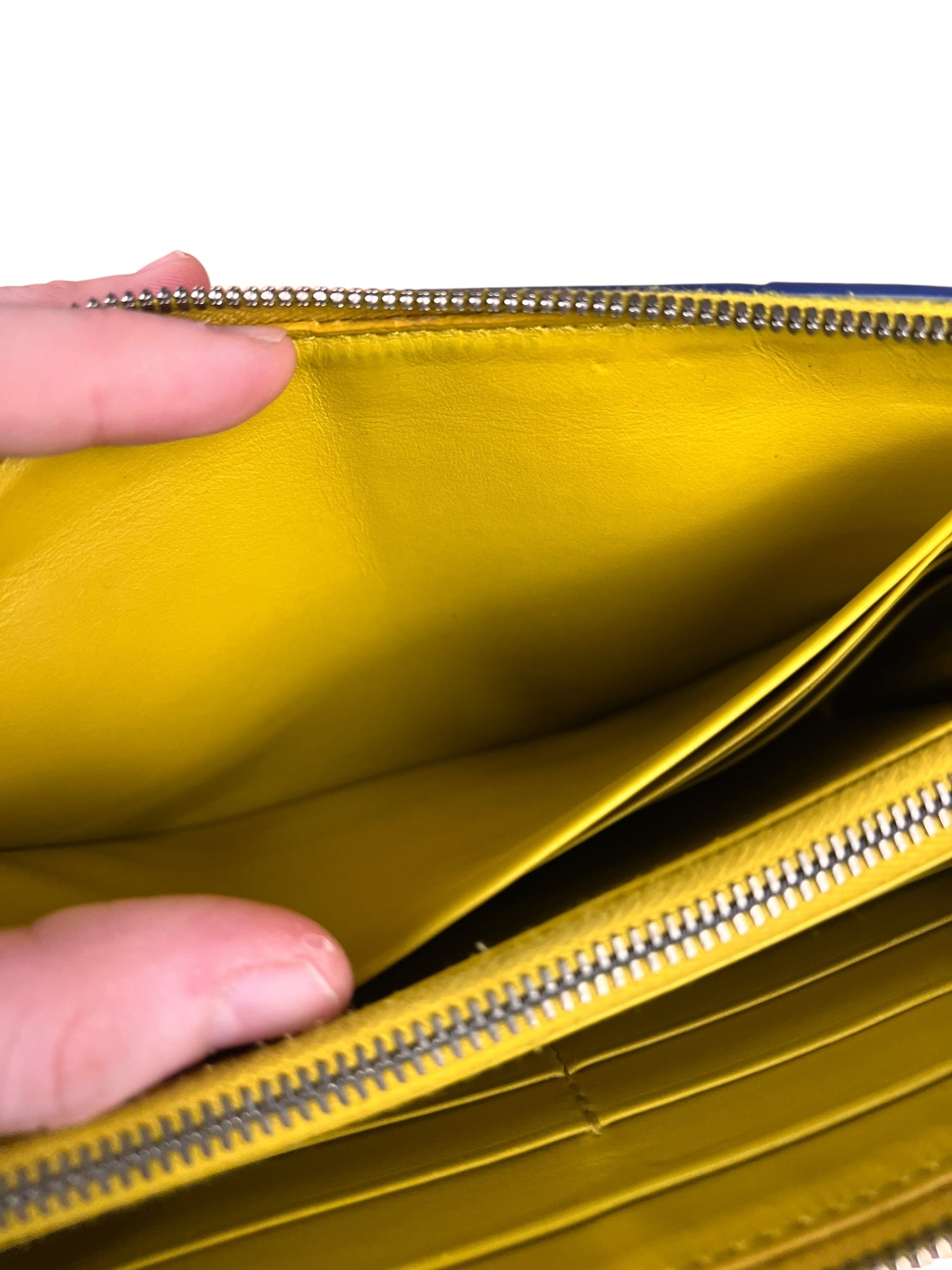Bottega Veneta Large Intreccio Long Zip Wallet Yellow