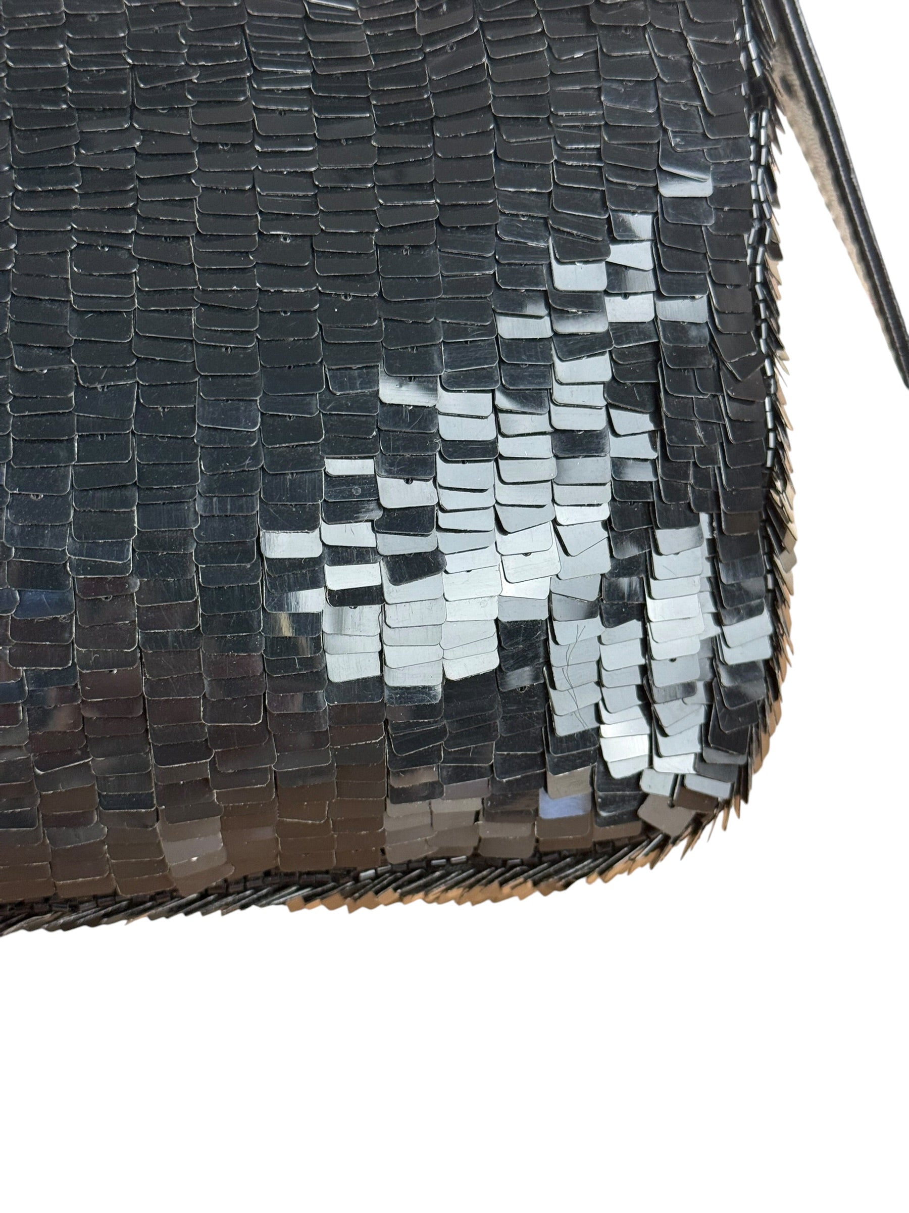 Fendi Vintage Black Sequin Baguette Shoulder Bag
