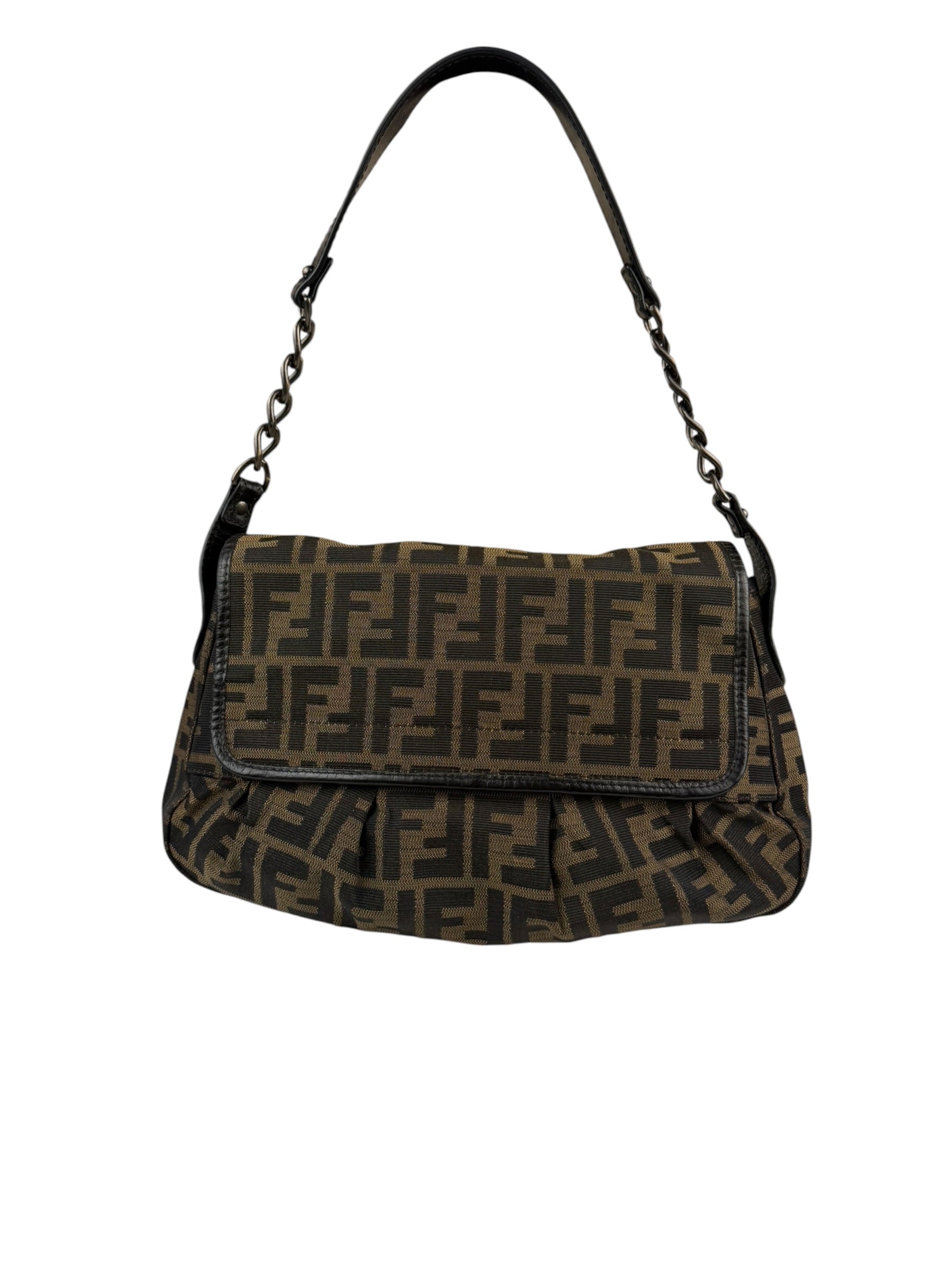 Fendi FF Zucca Vintage B Flap Shoulder Bag