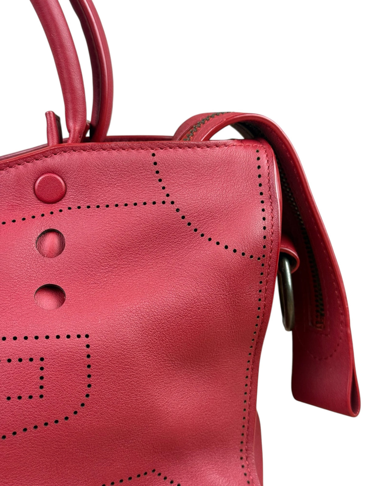 Balenciaga Red Leather Blackout City Two-Way Bag