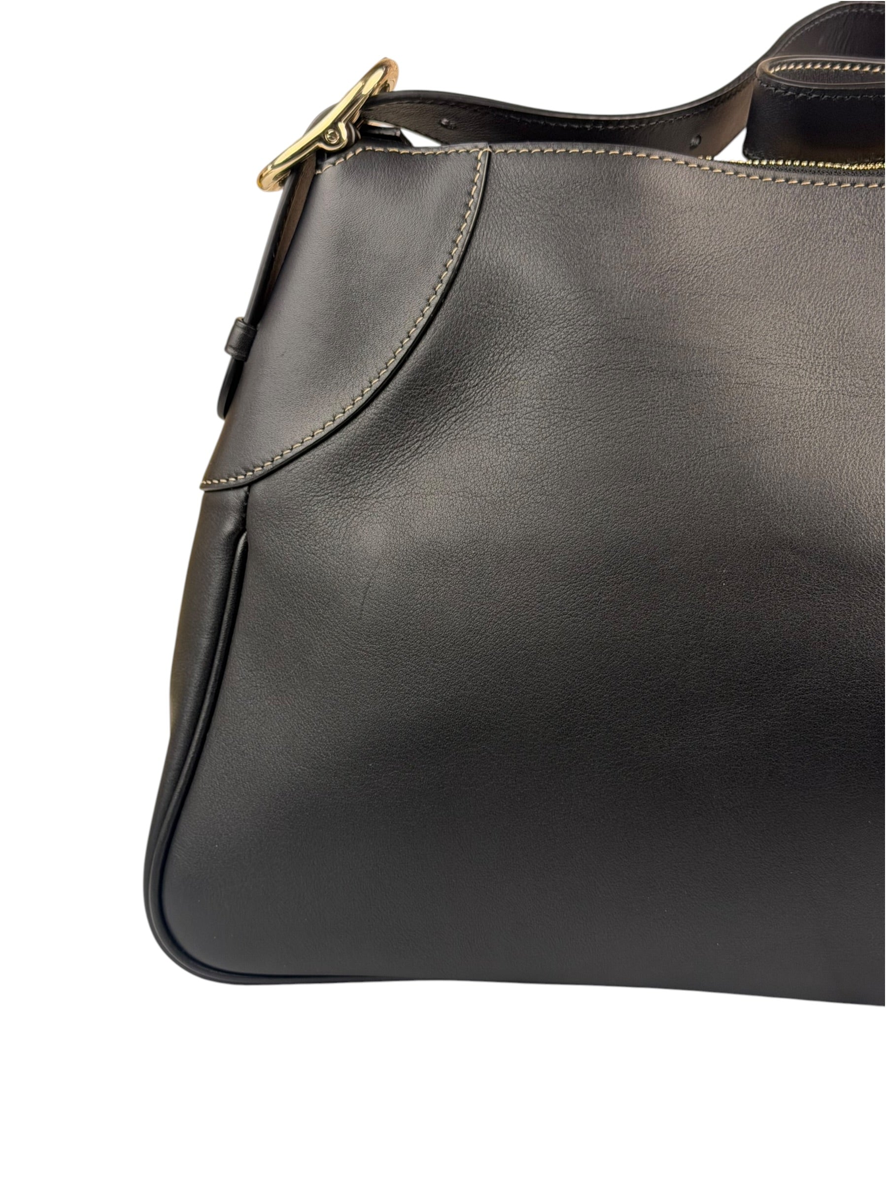 Gucci Black Leather GG Emblem Hobo Bag