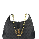 Gucci Black/Grey Leather Trim Jackie Hobo Bag