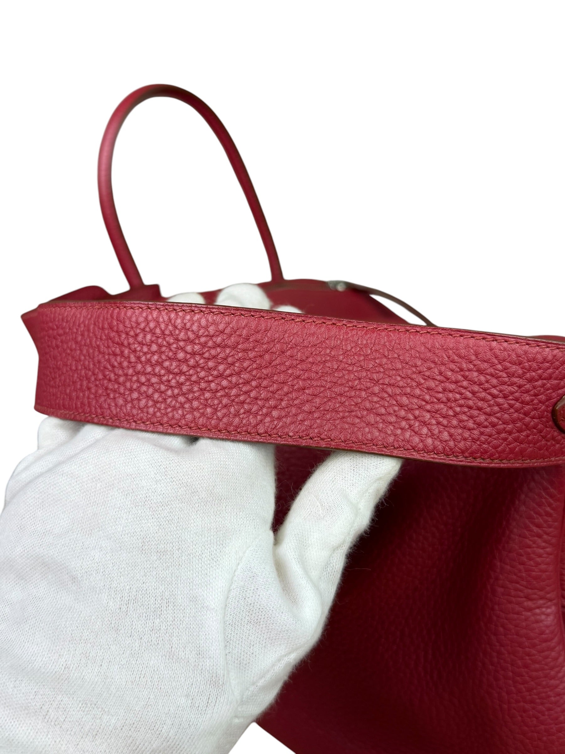 Hermes Lindy 34 Red/Fuchsia Clemence Leather Handbag 2014