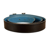 Hermes Tuareg H Solid Silver Buckle Black/Blue Belt