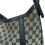 Gucci Black Leather Trim GG Supreme Hobo Bag