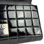Chanel Black Patent Leather Chocolate Bar Flap Bag 2000