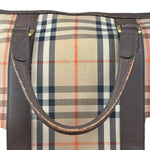 Burberry Leather House Check Boston Duffle Bag