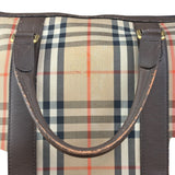 Burberry Leather House Check Boston Duffle Bag