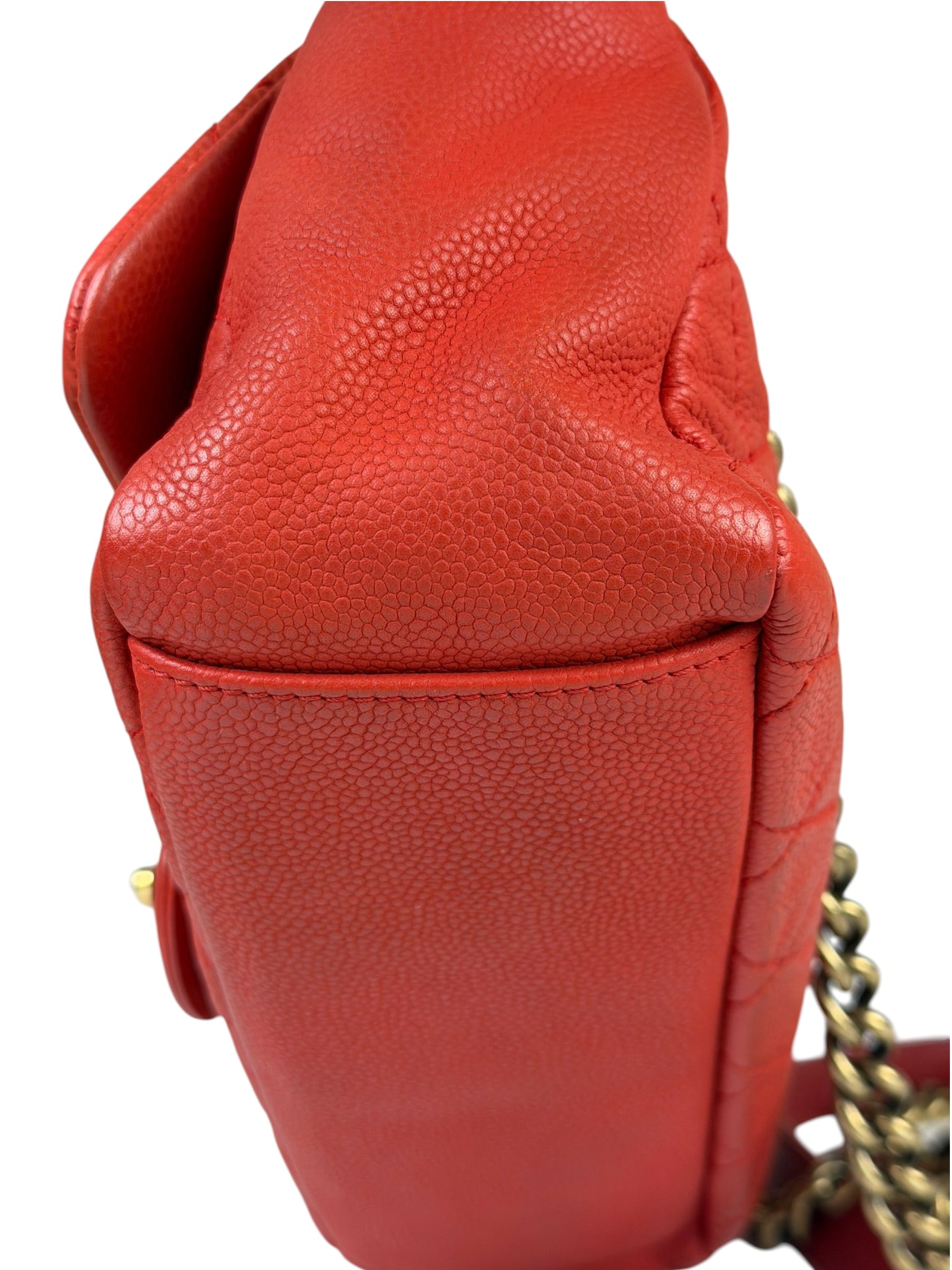 Chanel Red Quilted Caviar Leather Timeless Shoulder Bag 2012