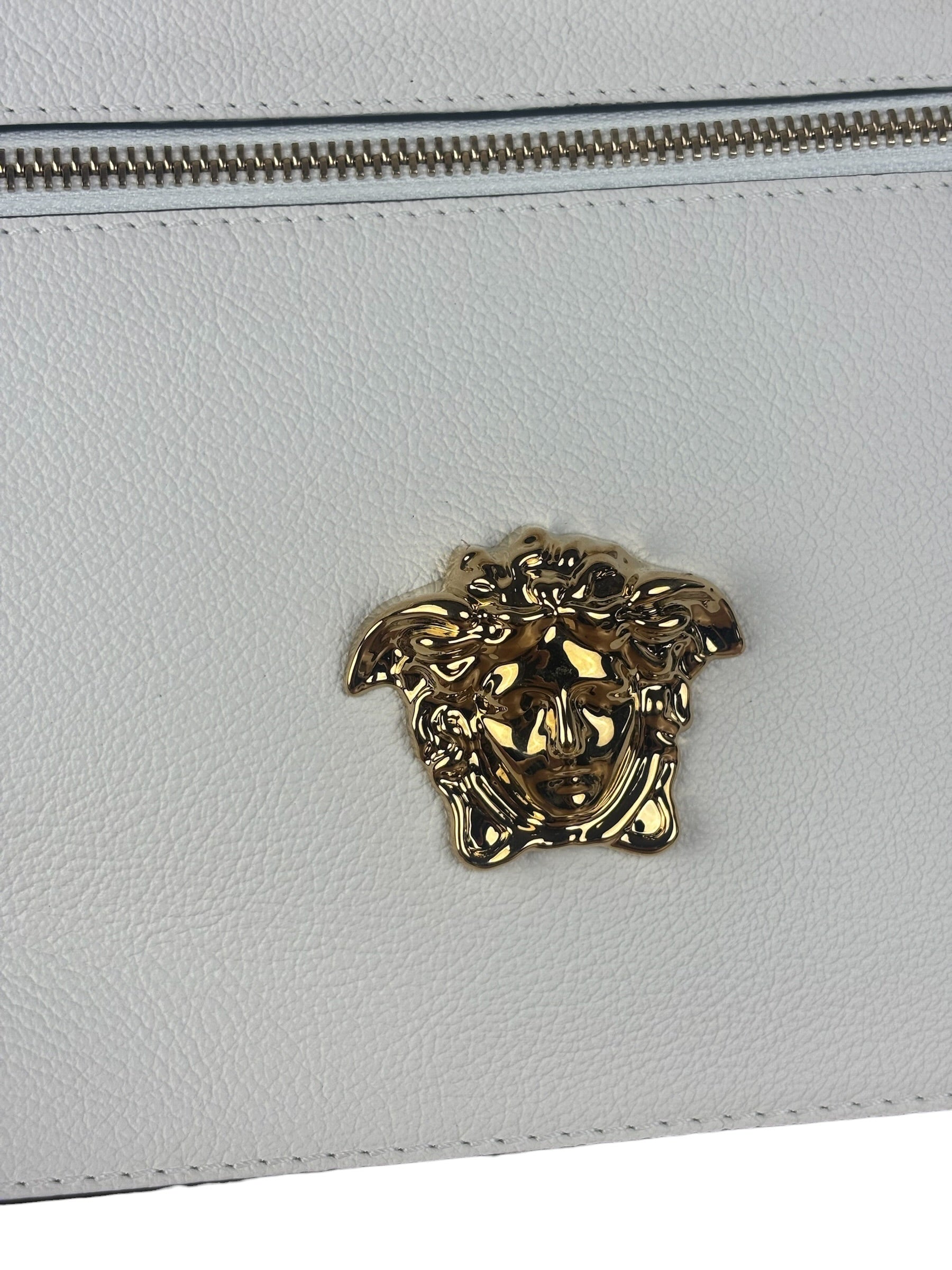 Versace Large White Raffia/Leather Shoulder Tote