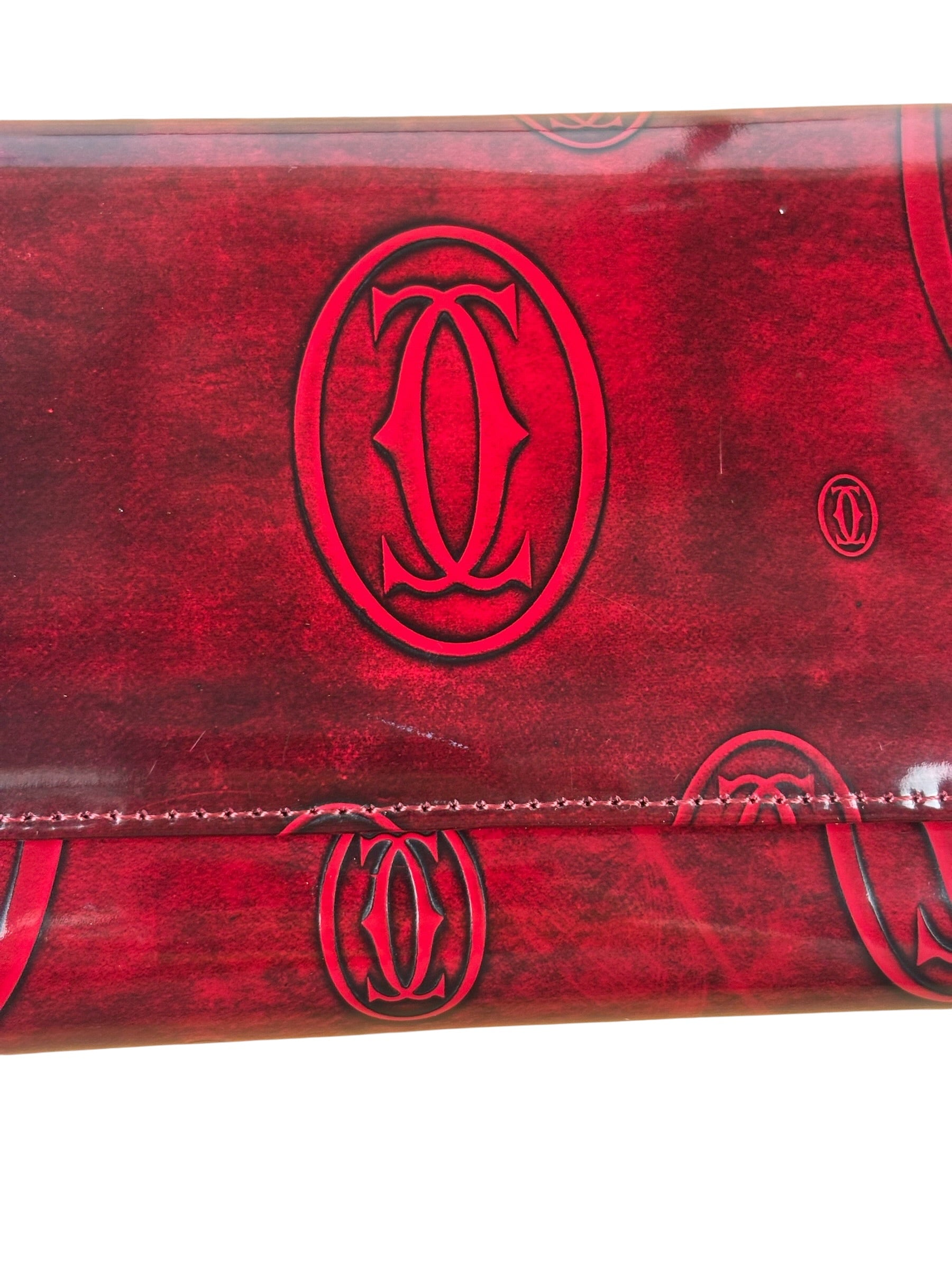 Cartier Red Patent Leather Must De Cartier Tri-Fold Wallet
