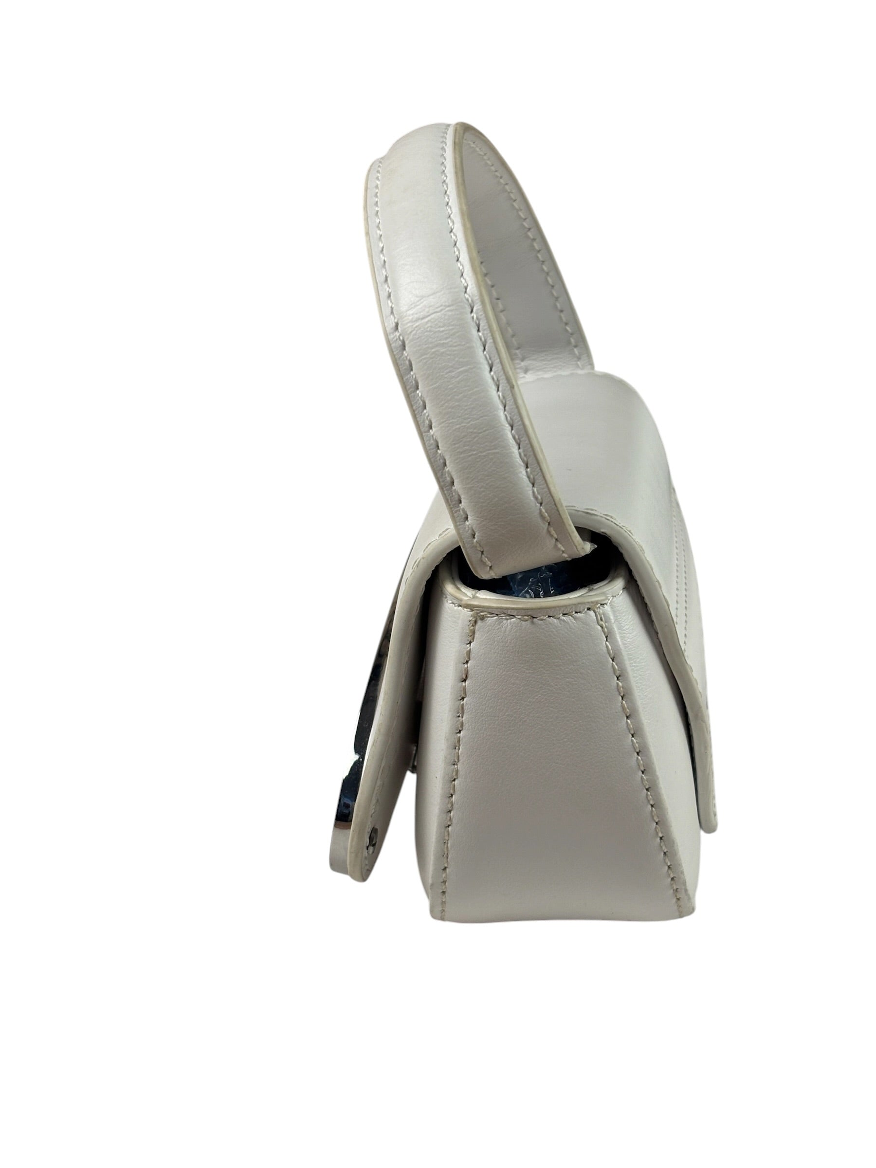 Diesel White Leather 1DR XS Two-Way Mini Bag