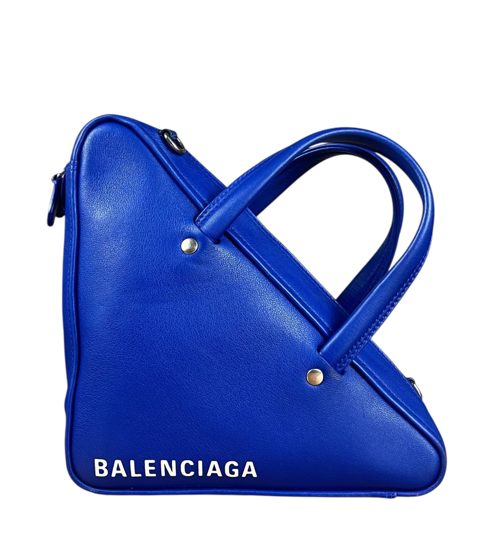 Balenciaga Royal Blue Leather Triangle 2Way Bag