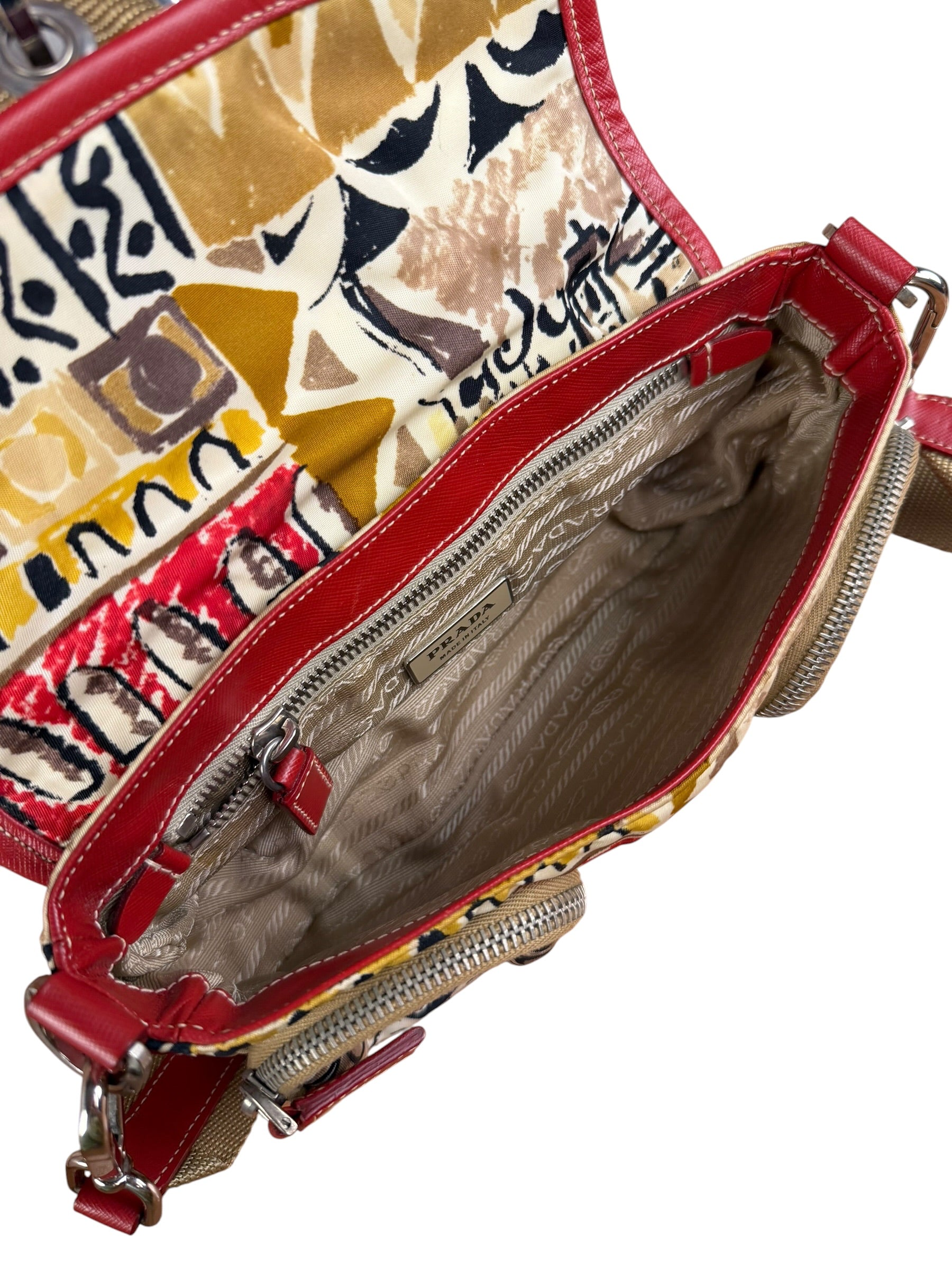 Prada Multicolor Nylon Leather Trim Shoulder Bag