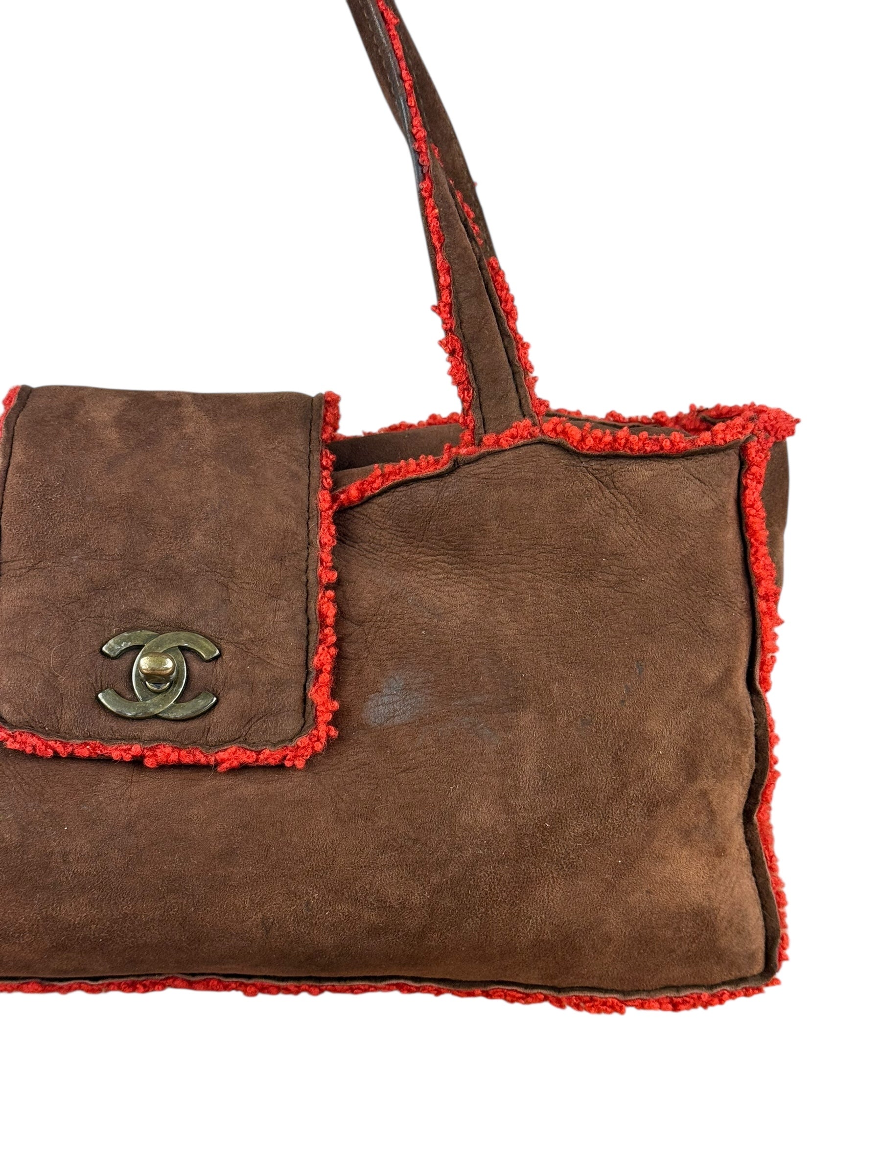 Chanel 1998 Coco Mark Brown Suede Handbag