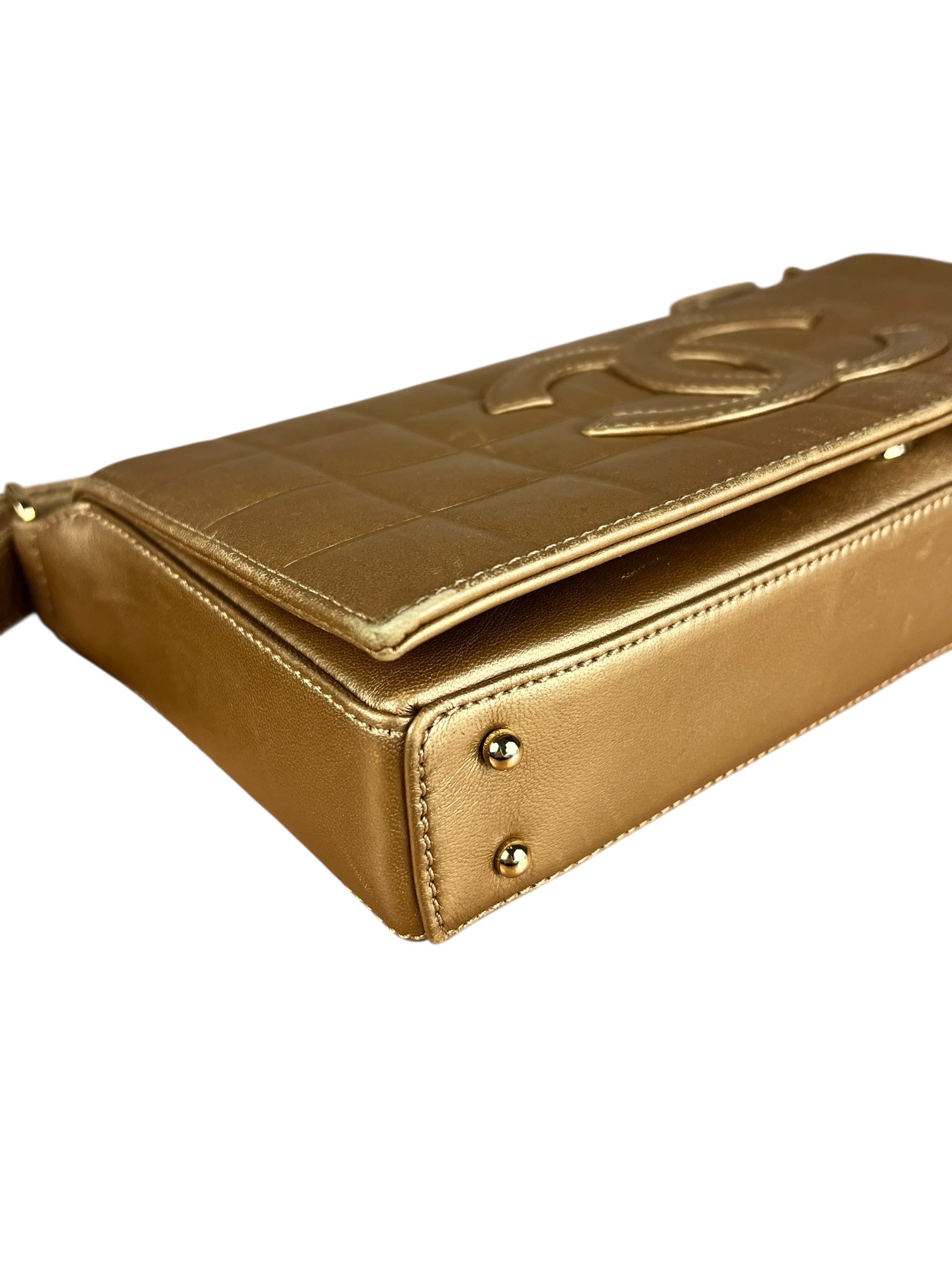 Chanel Gold Leather East West Shoulder Bag 2001