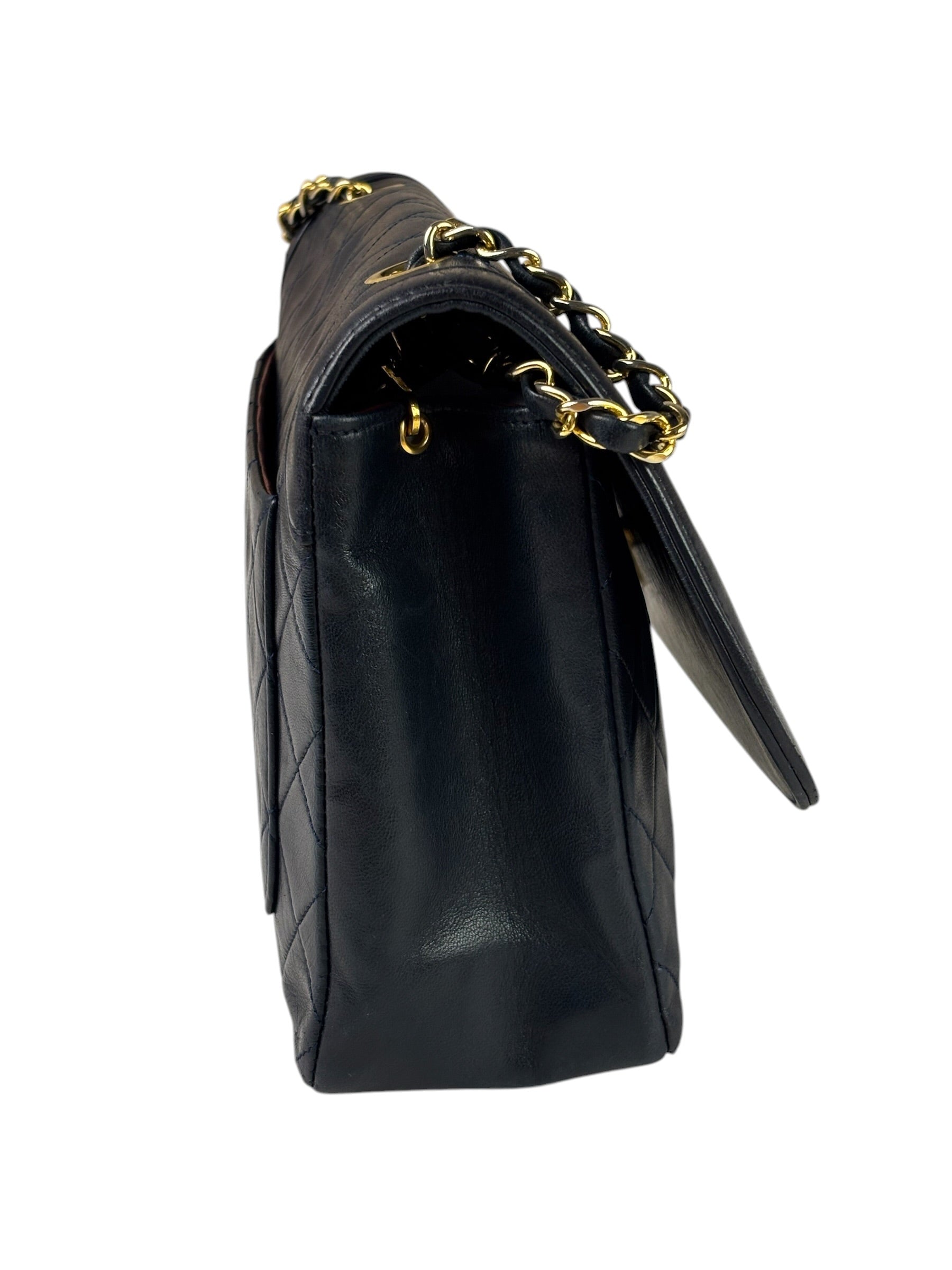Chanel Vintage Navy Quilted Lambskin Flap Bag 1989